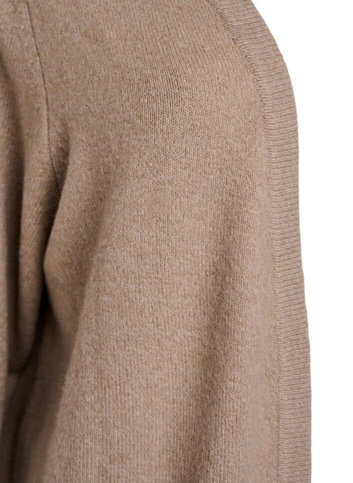 Strickjacke mit Rippenstrick und Taschen, Beige, Packshot image number 2