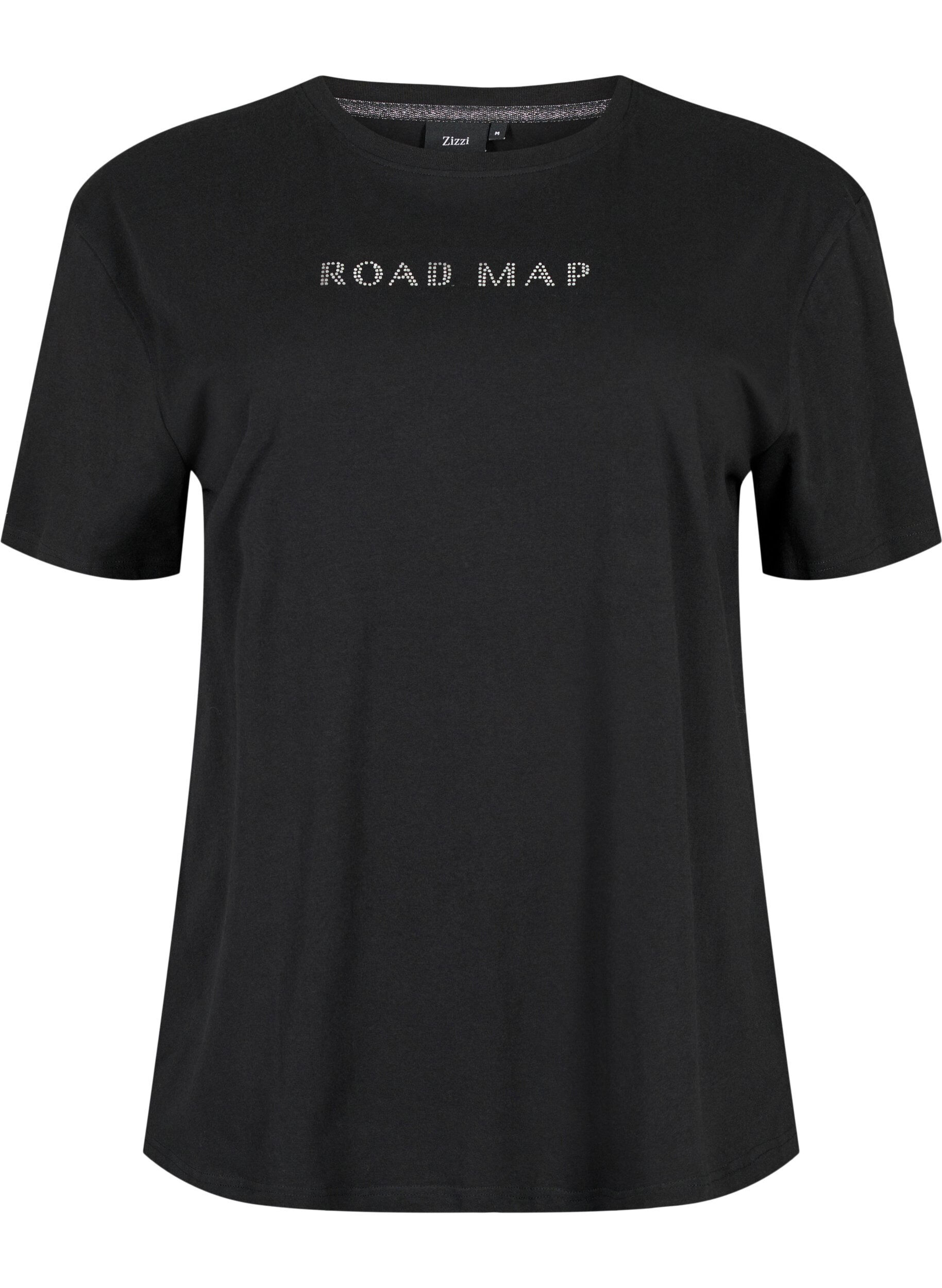 Zizzi T-Shirt aus Bio-Baumwolle mit Schmucksteinen, Black, Packshot image number 0