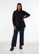 Gestrickte Bluse aus Baumwoll-Viskose-Mischung, Schwarz, Model image number 1
