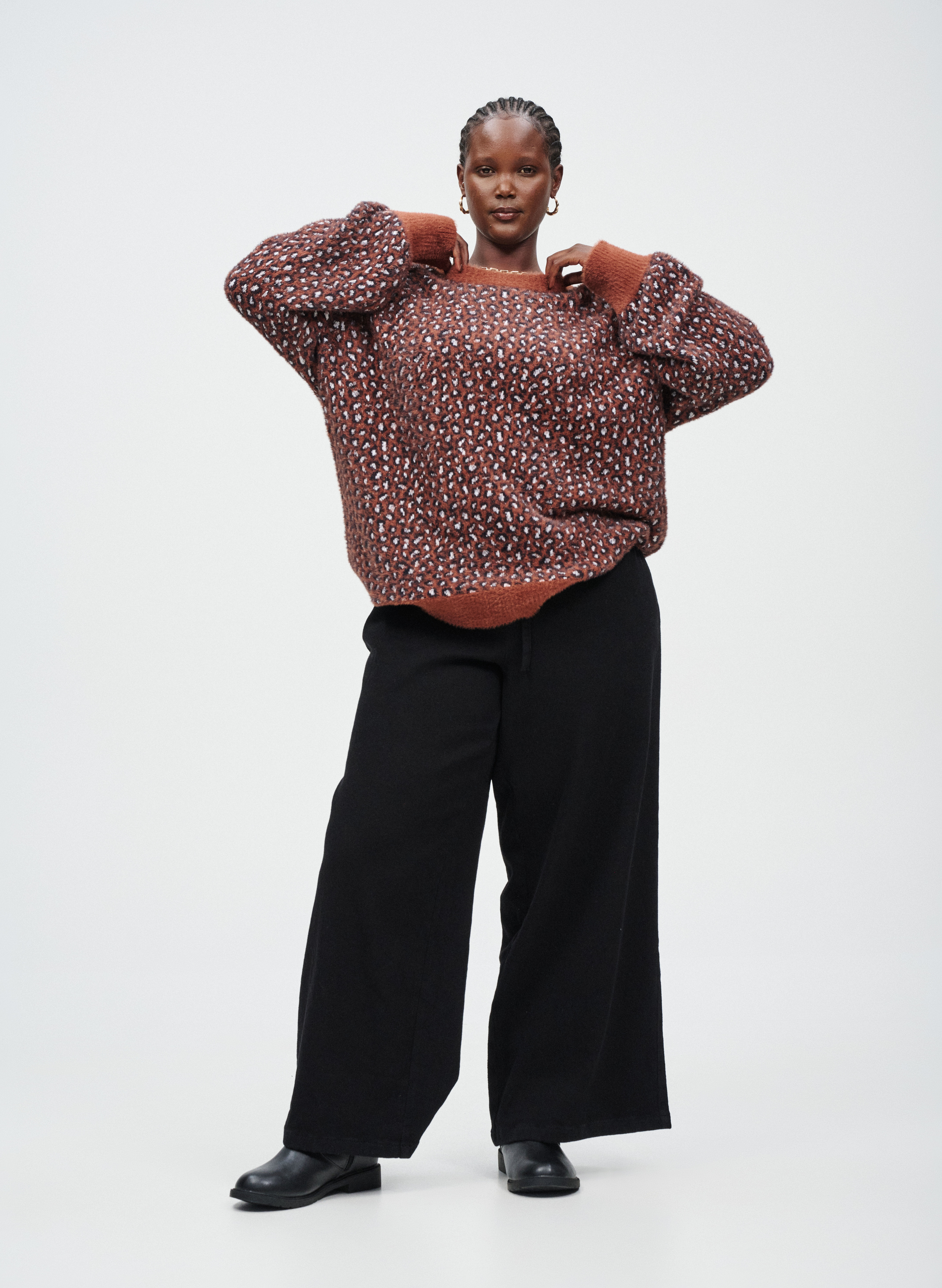 Strickpullover mit Leopardenmuster, , Model