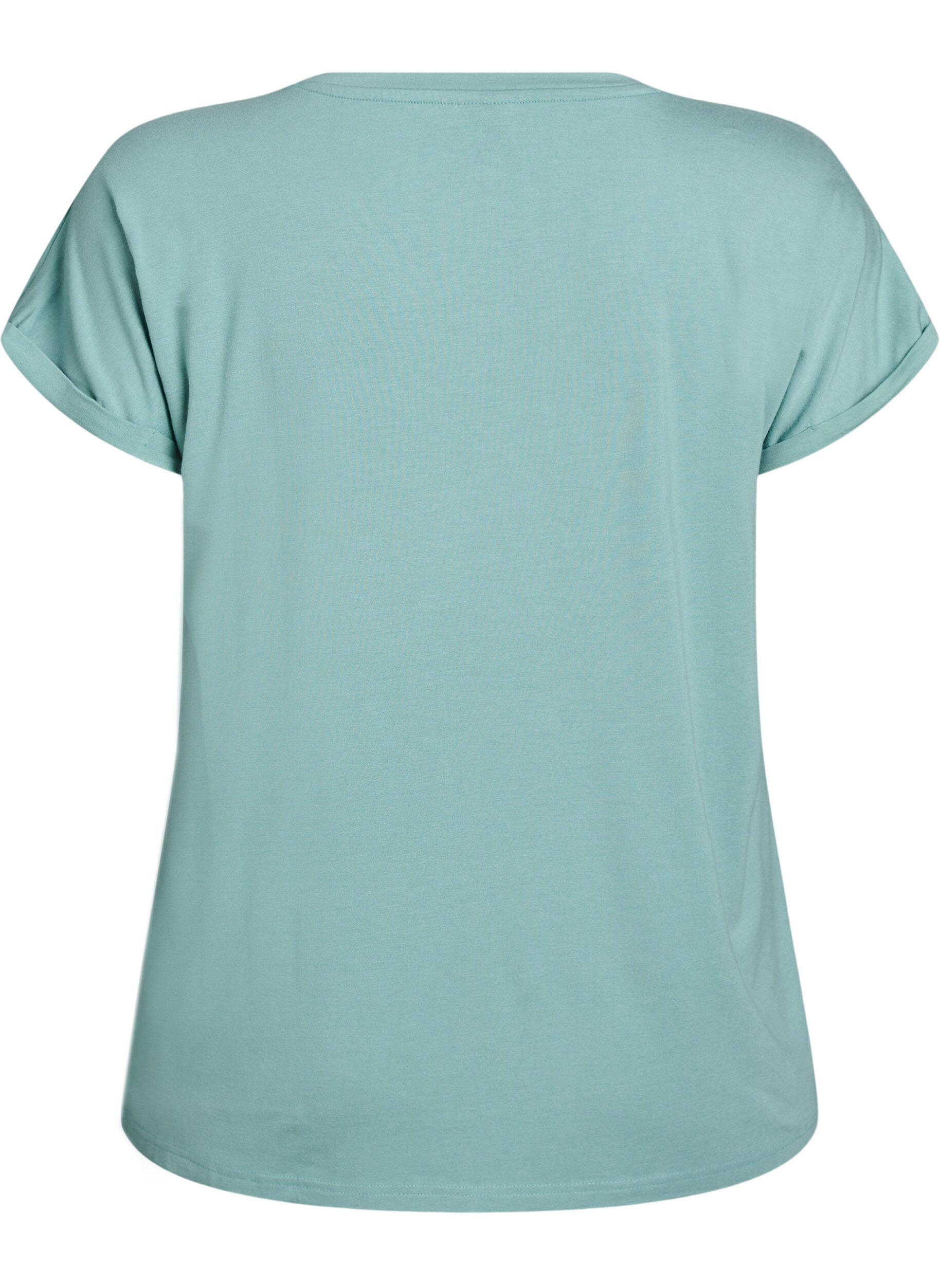 Zizzi Lockeres T-Shirt mit Rundhalsausschnitt, Blau, Packshot image number 1