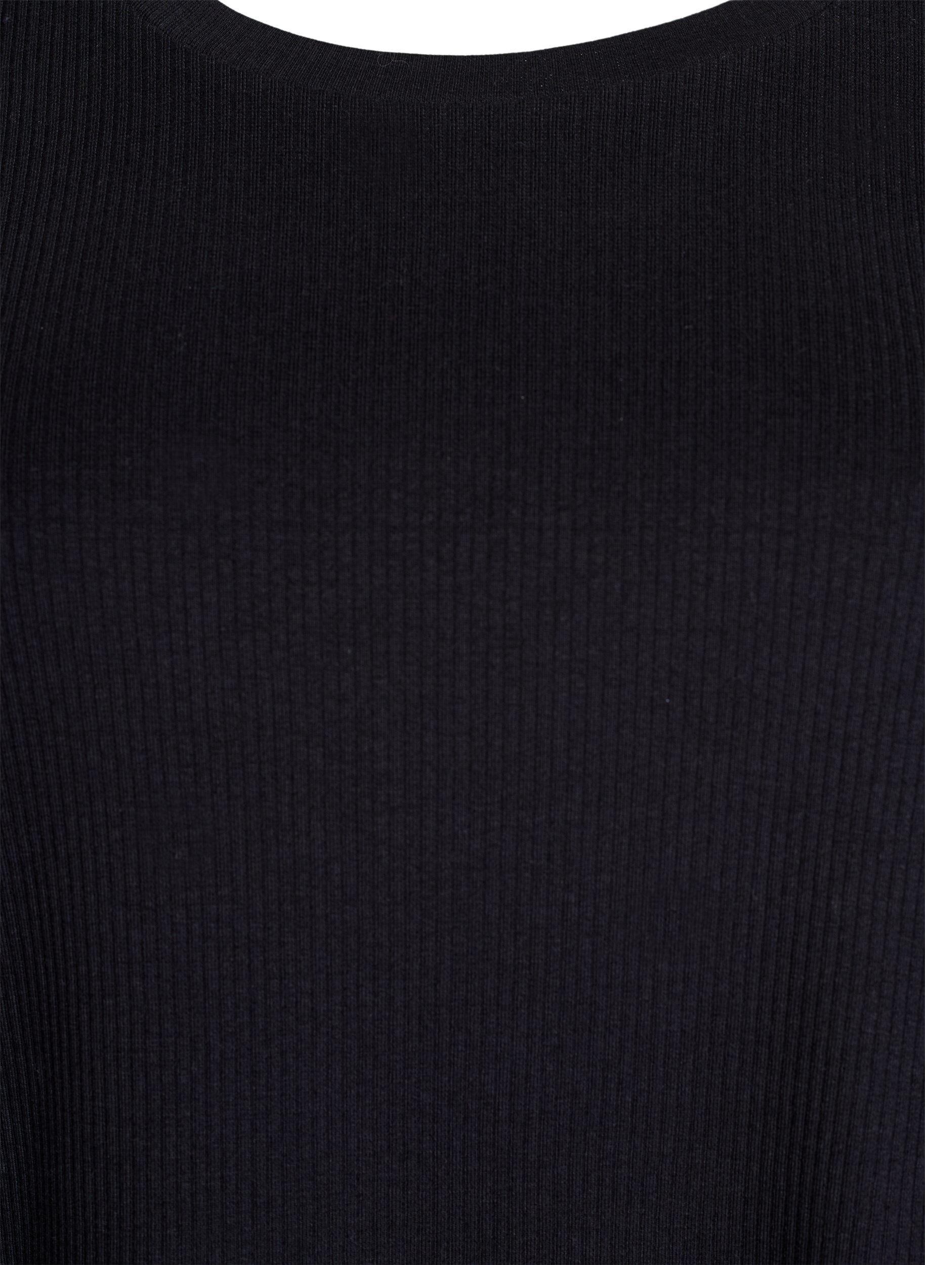 ZizziBluse aus geripptem Jersey mit kurzen &Auml;rmeln, Schwarz, Packshot image number 2