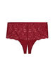 String hipster ouvert taille haute avec dentelle, Rouge, Packshot image number 0