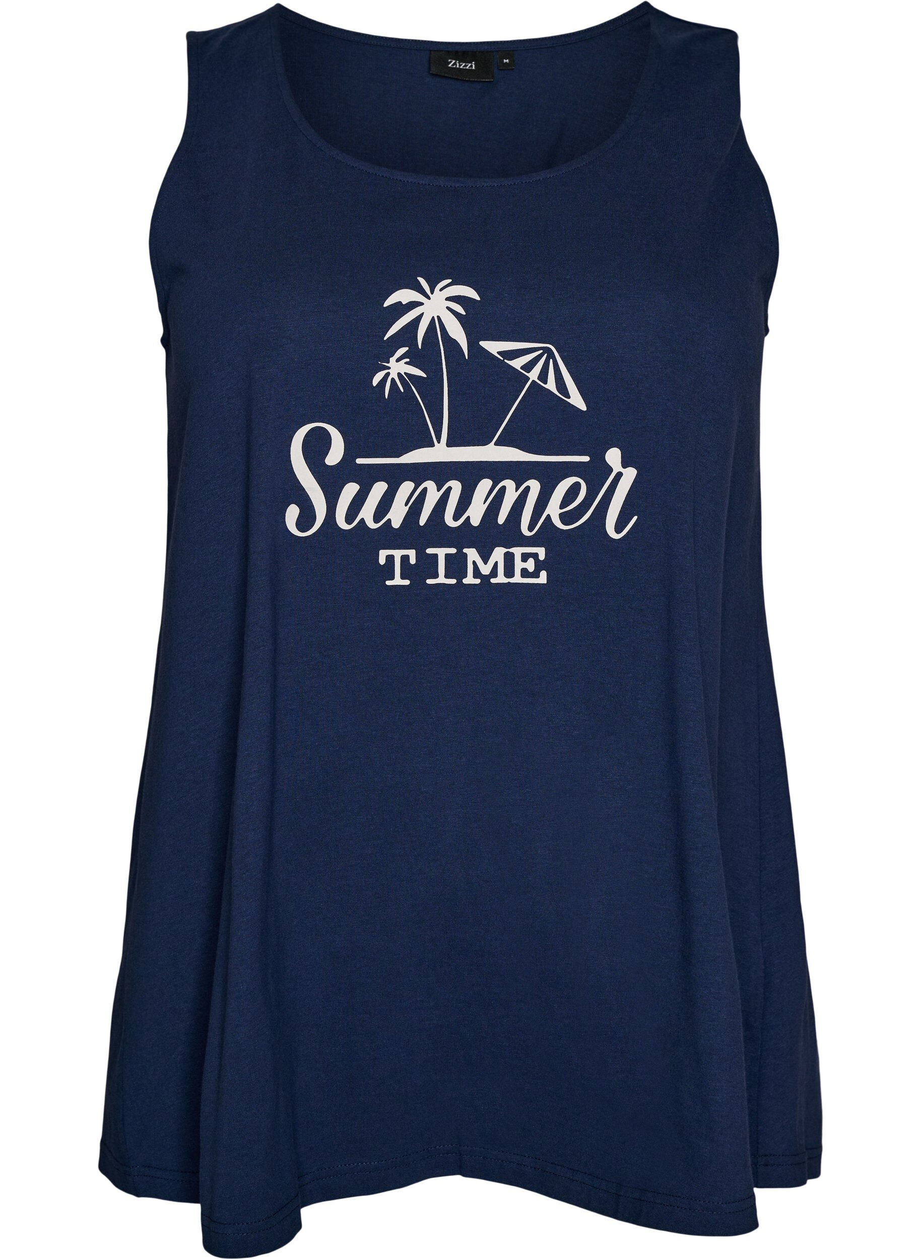 ZizziTop en coton avec forme en A, Bleu, Packshot image number 0