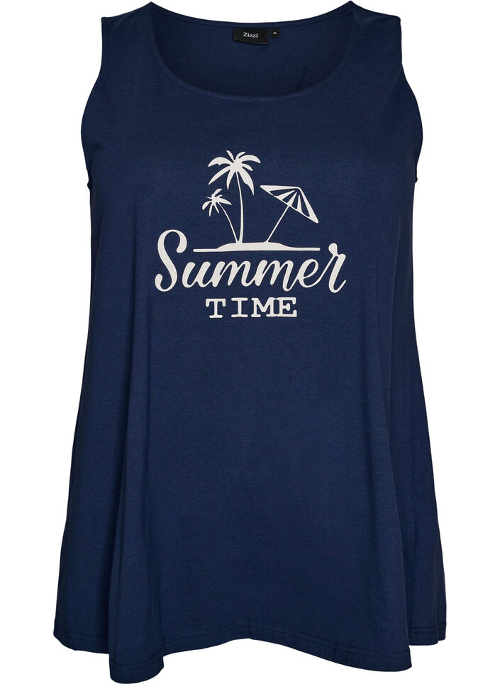 Top en coton avec forme en A, Bleu, Packshot image number 0