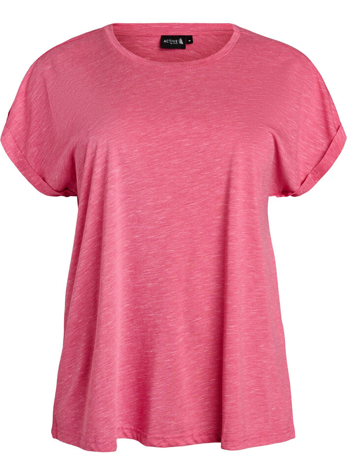 Lockeres Trainingstop mit kurzen &Auml;rmeln, Pink, Packshot image number 0