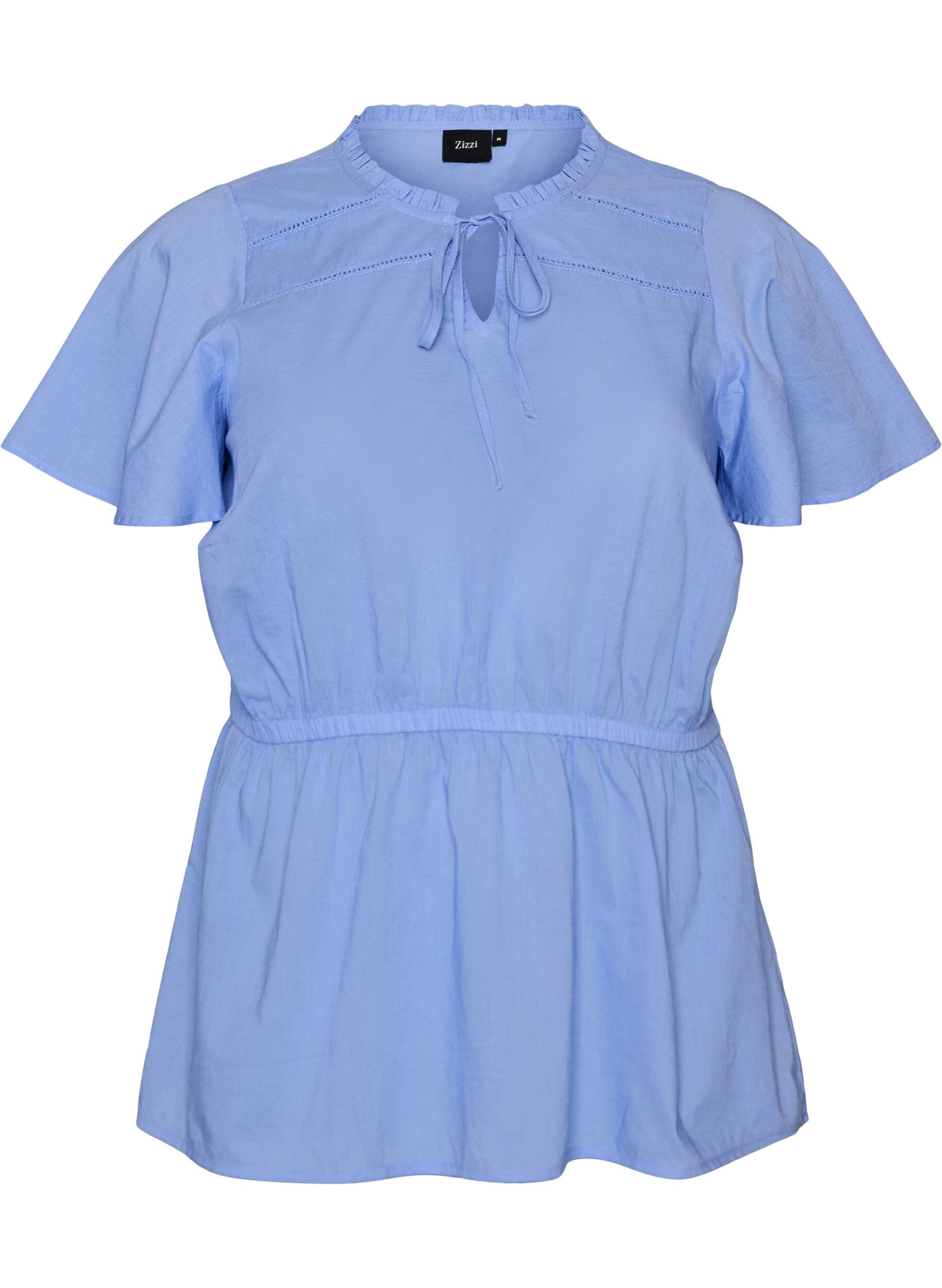 Baumwollbluse mit Bindeband und elastischer Taille