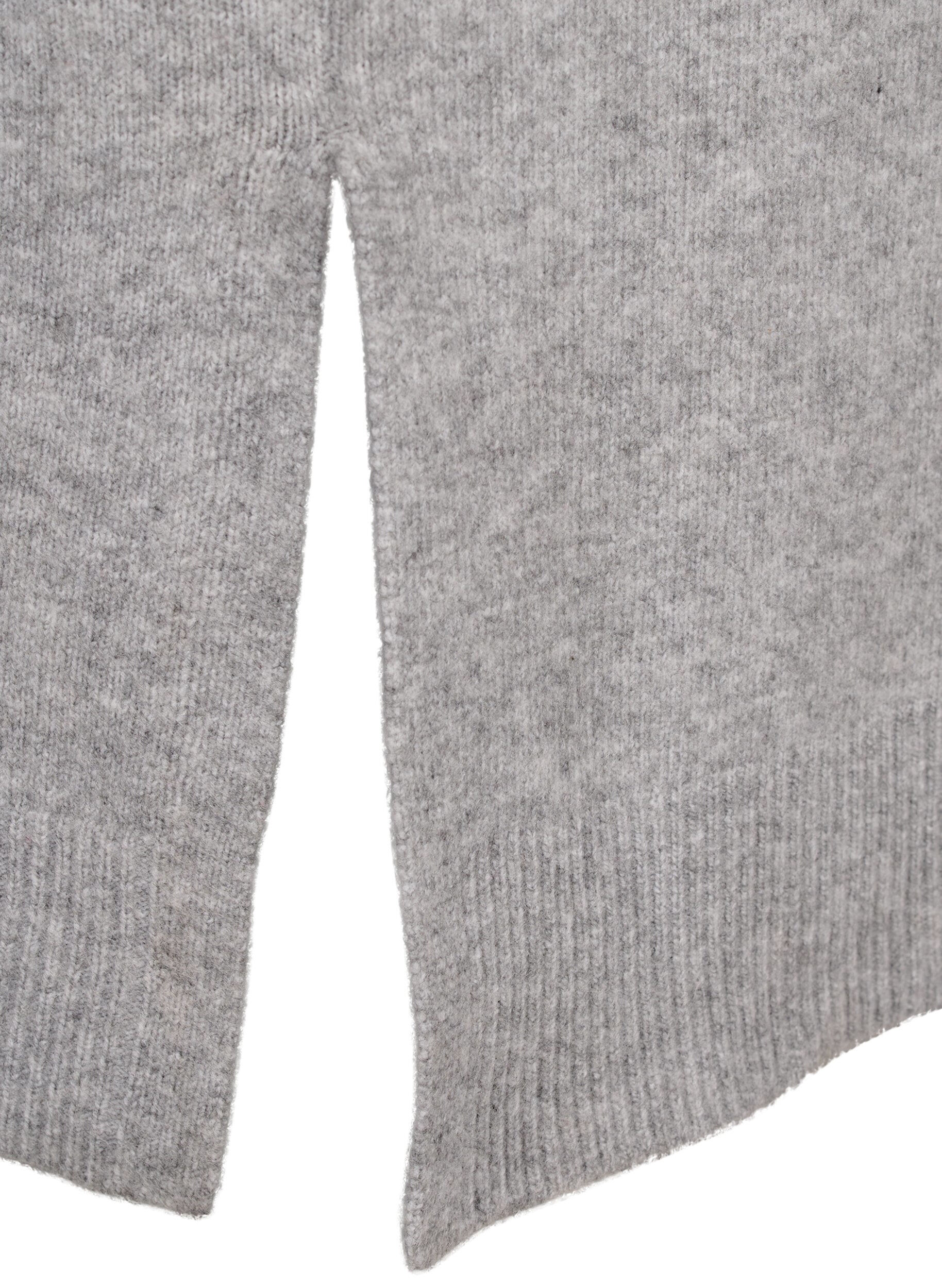 Zizzi Long cardigan tricot&eacute; avec poches, Light Grey Melange, Packshot image number 4