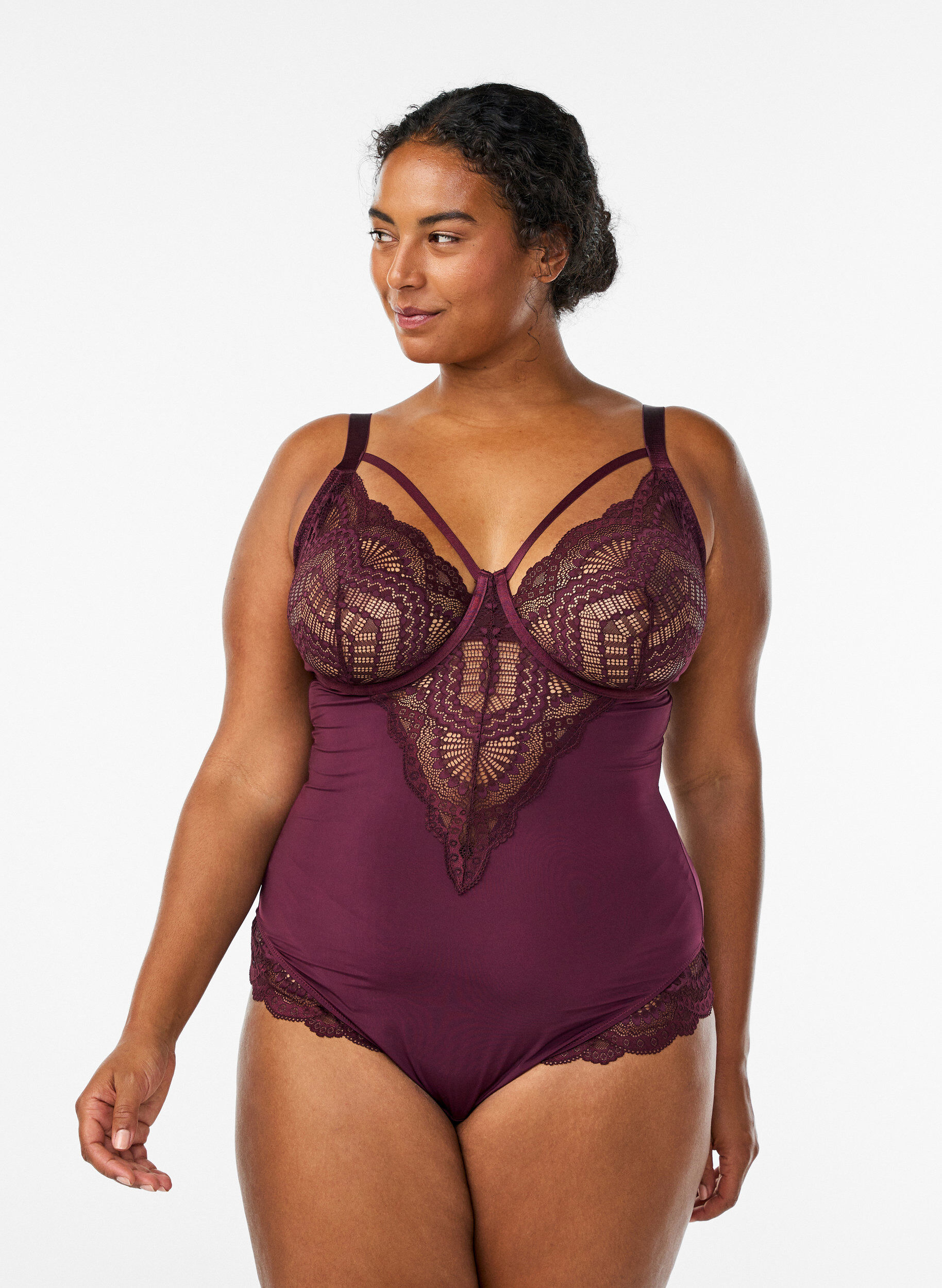 ZizziB&uuml;gel-Spitzenbody mit Tr&auml;gerdetails, Rot, Model image number 0