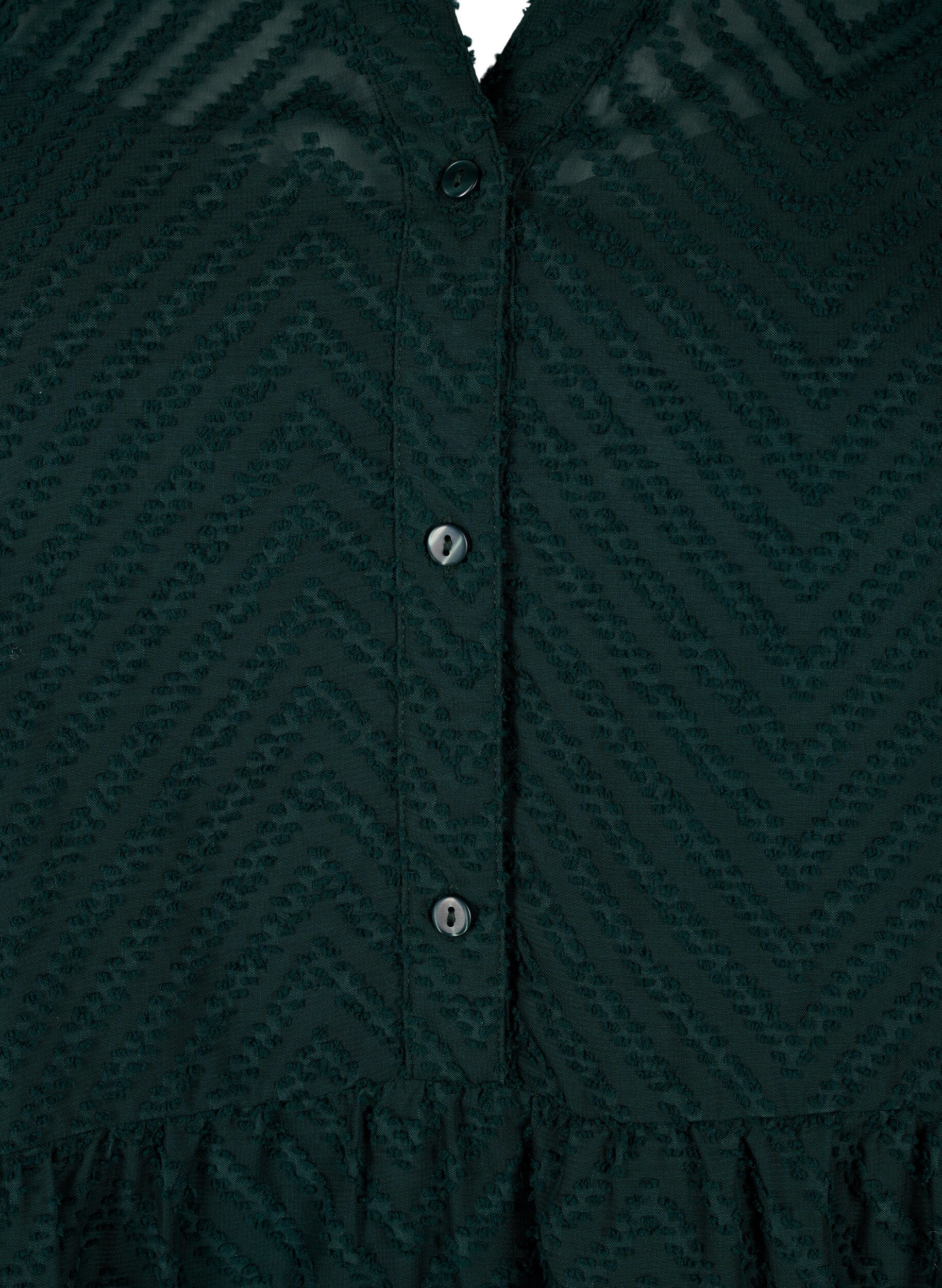 Zizzi Strukturiertes kurzes Kleid mit R&uuml;schenkragen, Scarab, Packshot image number 2