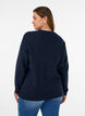 Blouse en maille chin&eacute;e avec col rond, Bleu, Model image number 2