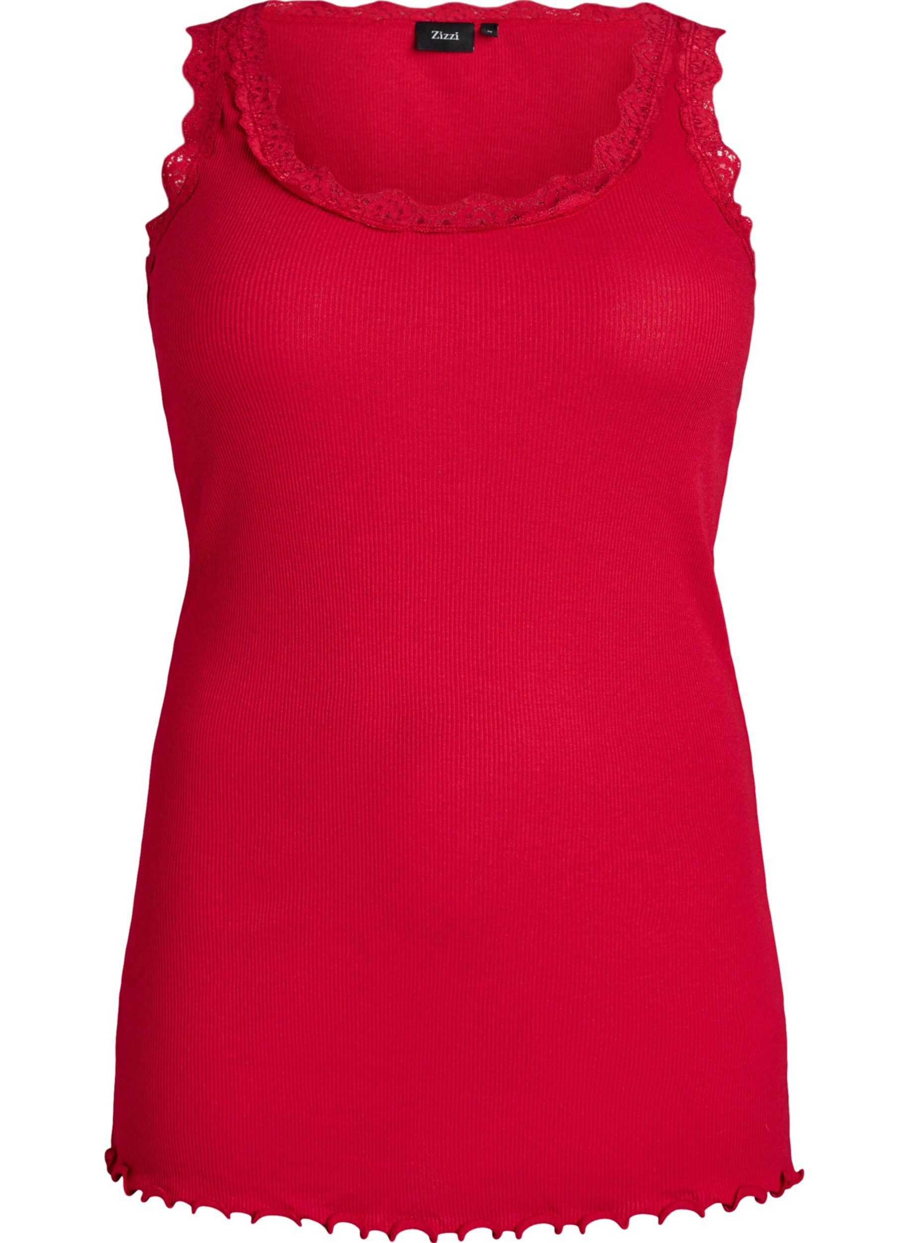 ZizziHaut avec bordure en dentelle, Rouge, Packshot image number 0