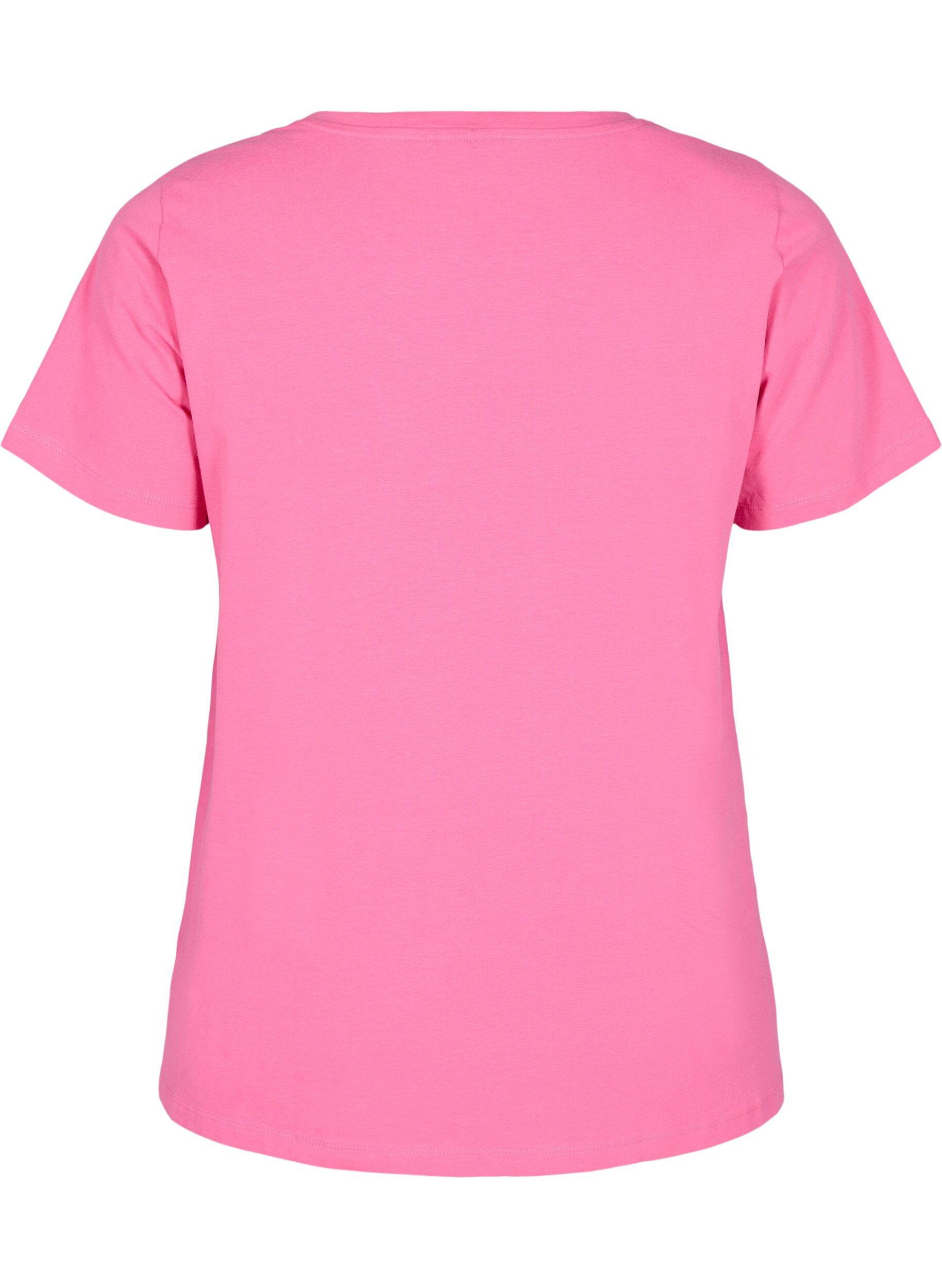 ZizziEinfarbiges basic T-Shirt aus Baumwolle, Pink, Packshot image number 1