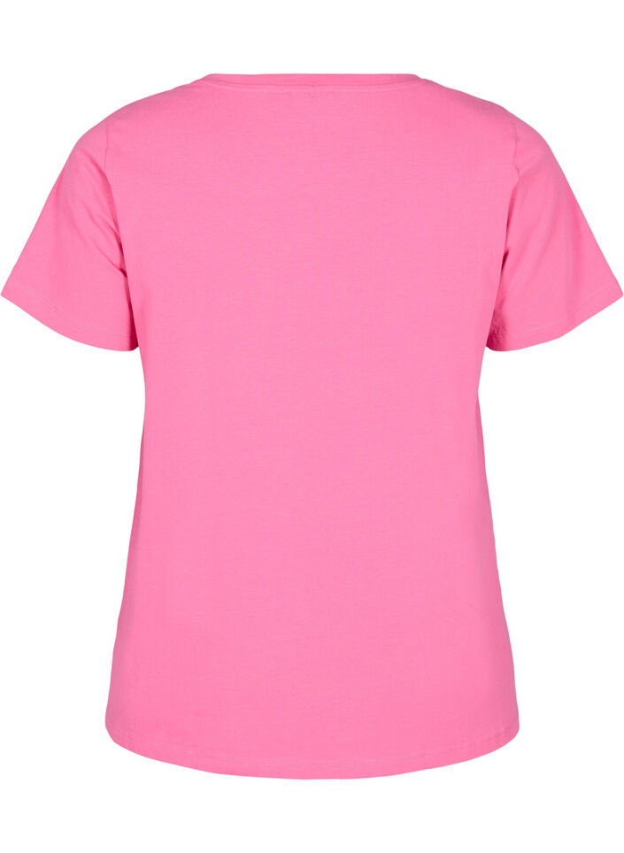 Einfarbiges basic T-Shirt aus Baumwolle, Pink, Packshot image number 1