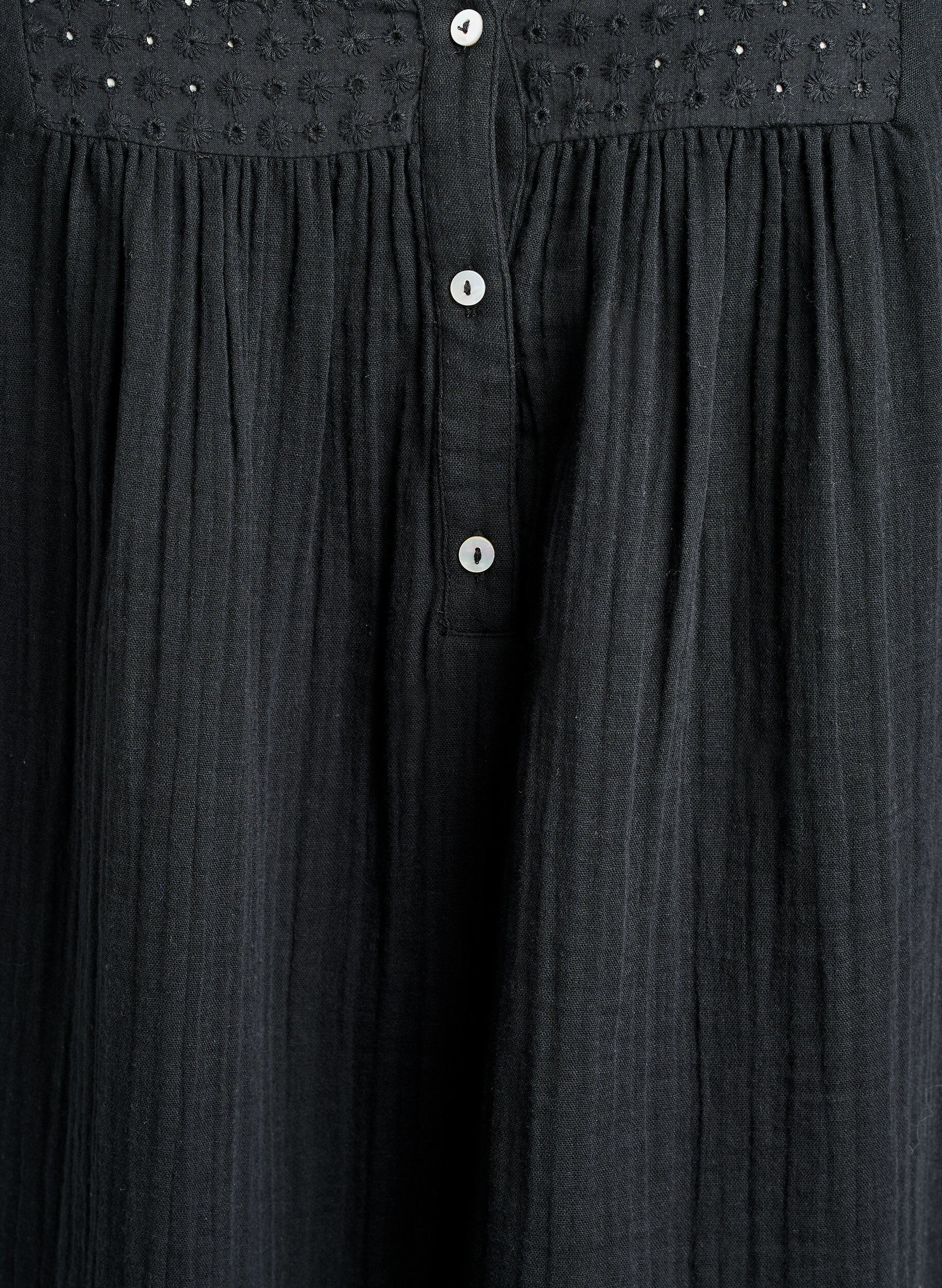 Zizzi Tunika aus Baumwollmusselin mit Broderie Anglaise, Schwarz, Packshot image number 2