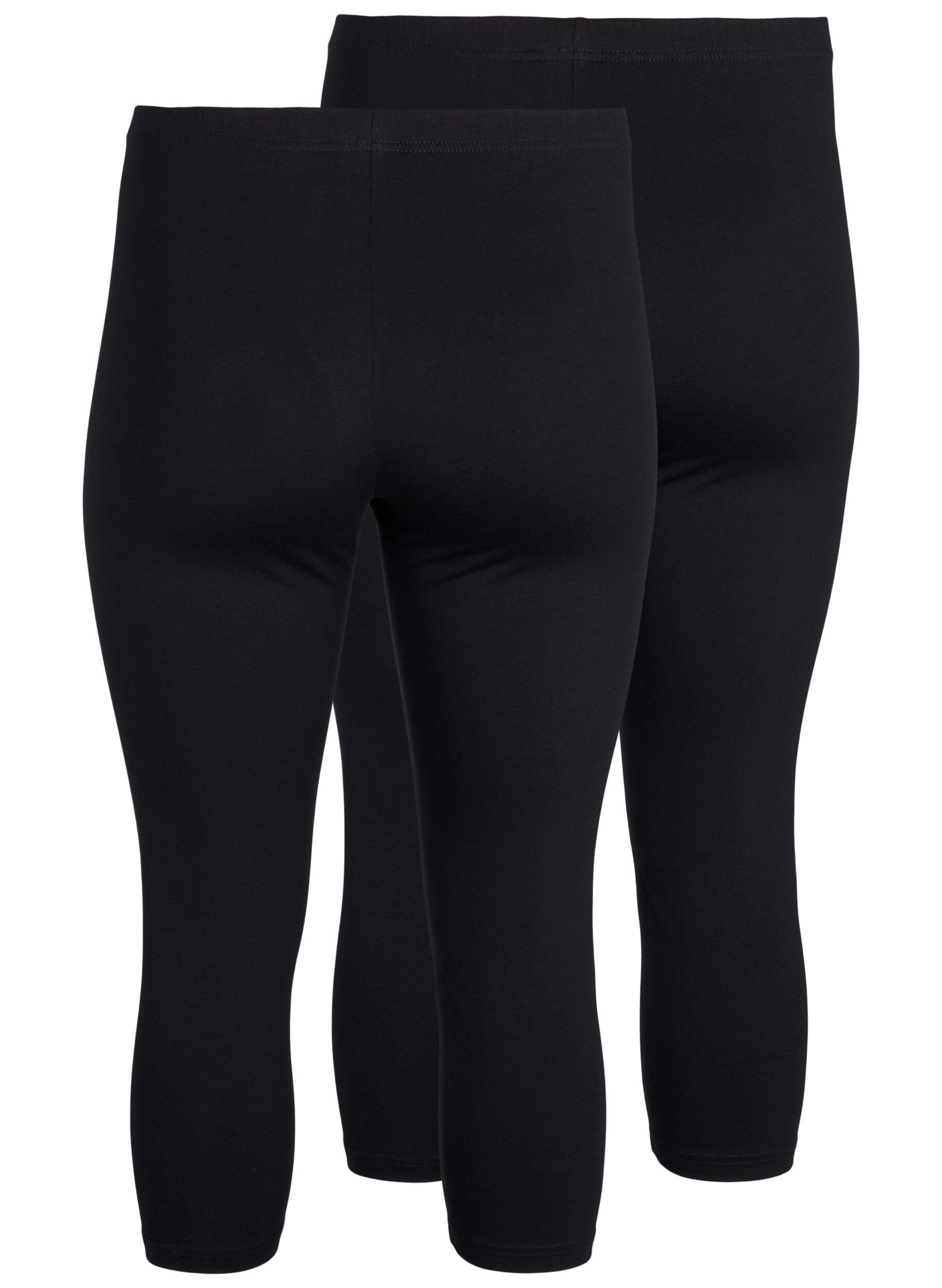 Zizzi FLASH &ndash; 2-pack 3/4-Leggings aus Baumwolle, Schwarz, Packshot image number 1