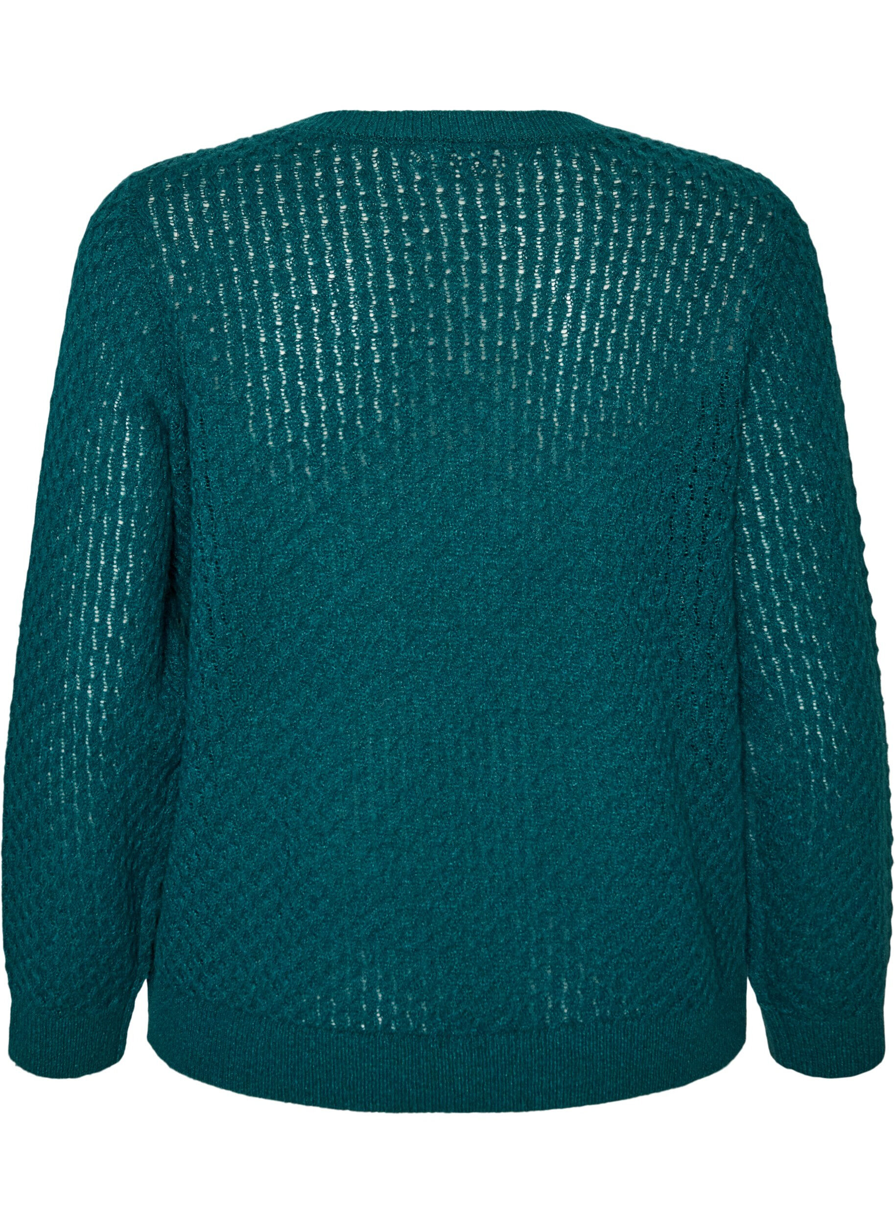 ZizziBlouse en maille avec motif ajour&eacute; textur&eacute;, Vert fonc&eacute;, Packshot image number 1