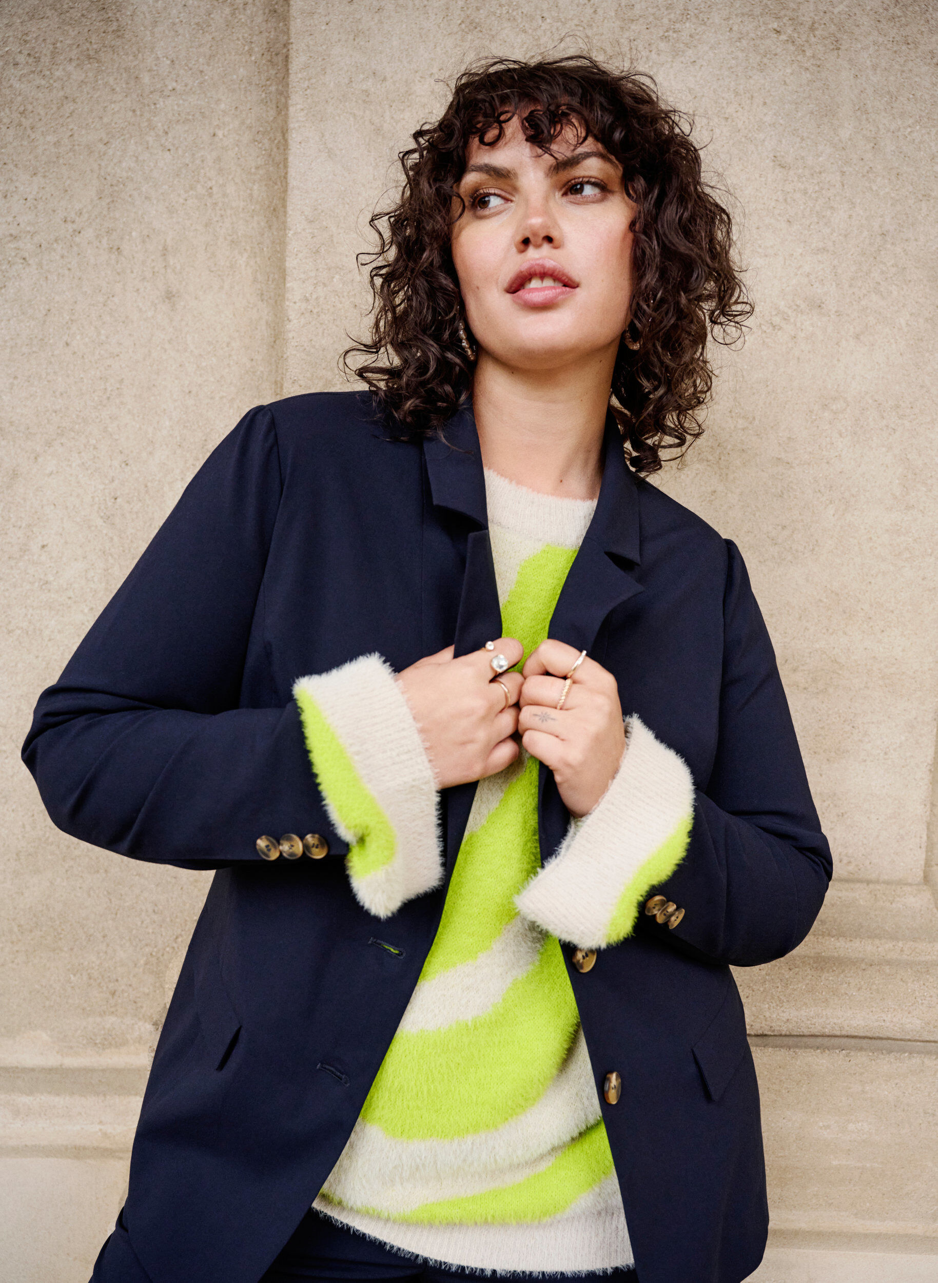 Zizzi Blazer classique avec fermeture &agrave; boutons, Night Sky, Image image number 0