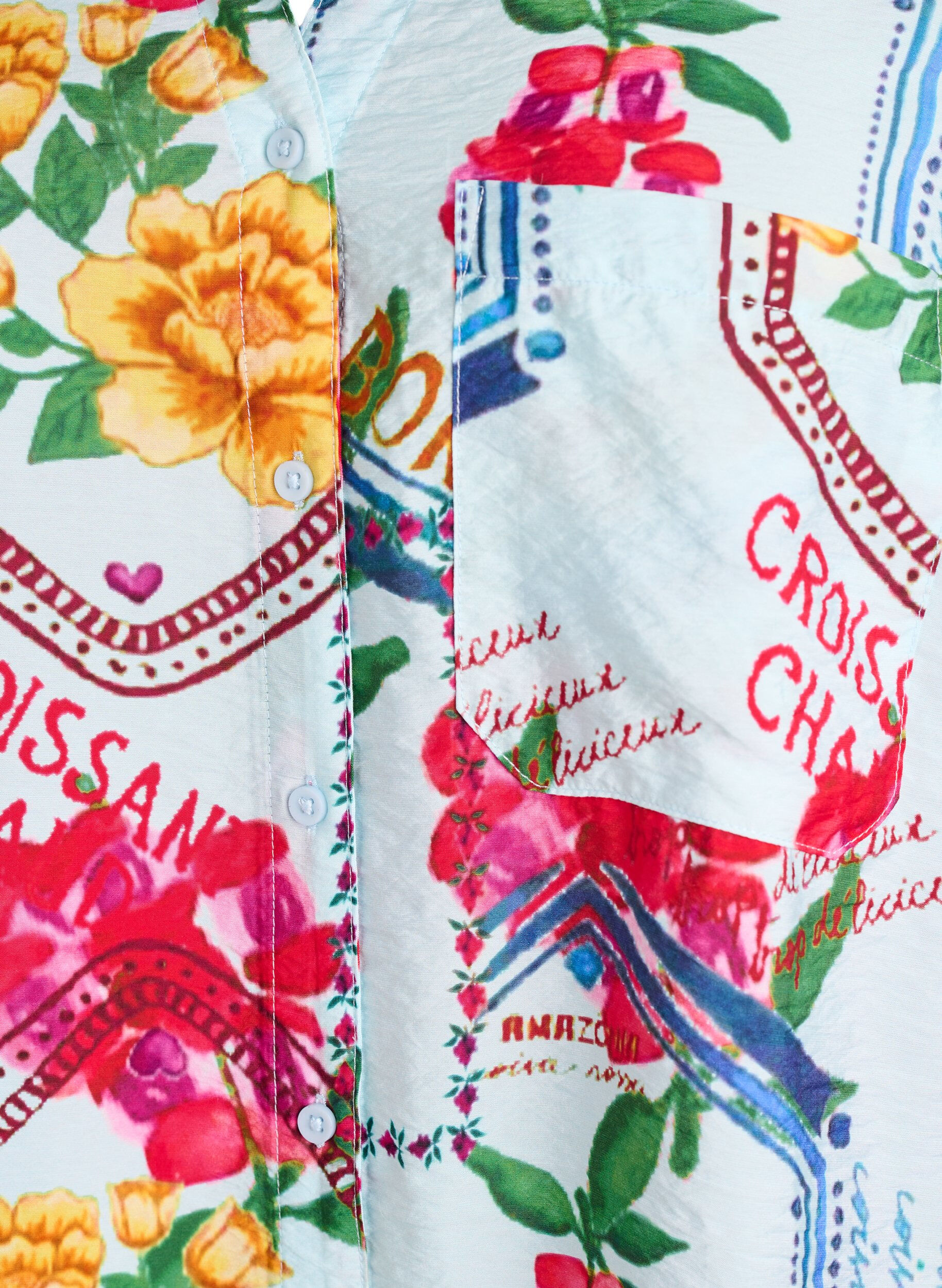 ZizziHemdbluse mit 1/2 &Auml;rmeln und farbenfrohem Print, Blau, Packshot image number 2