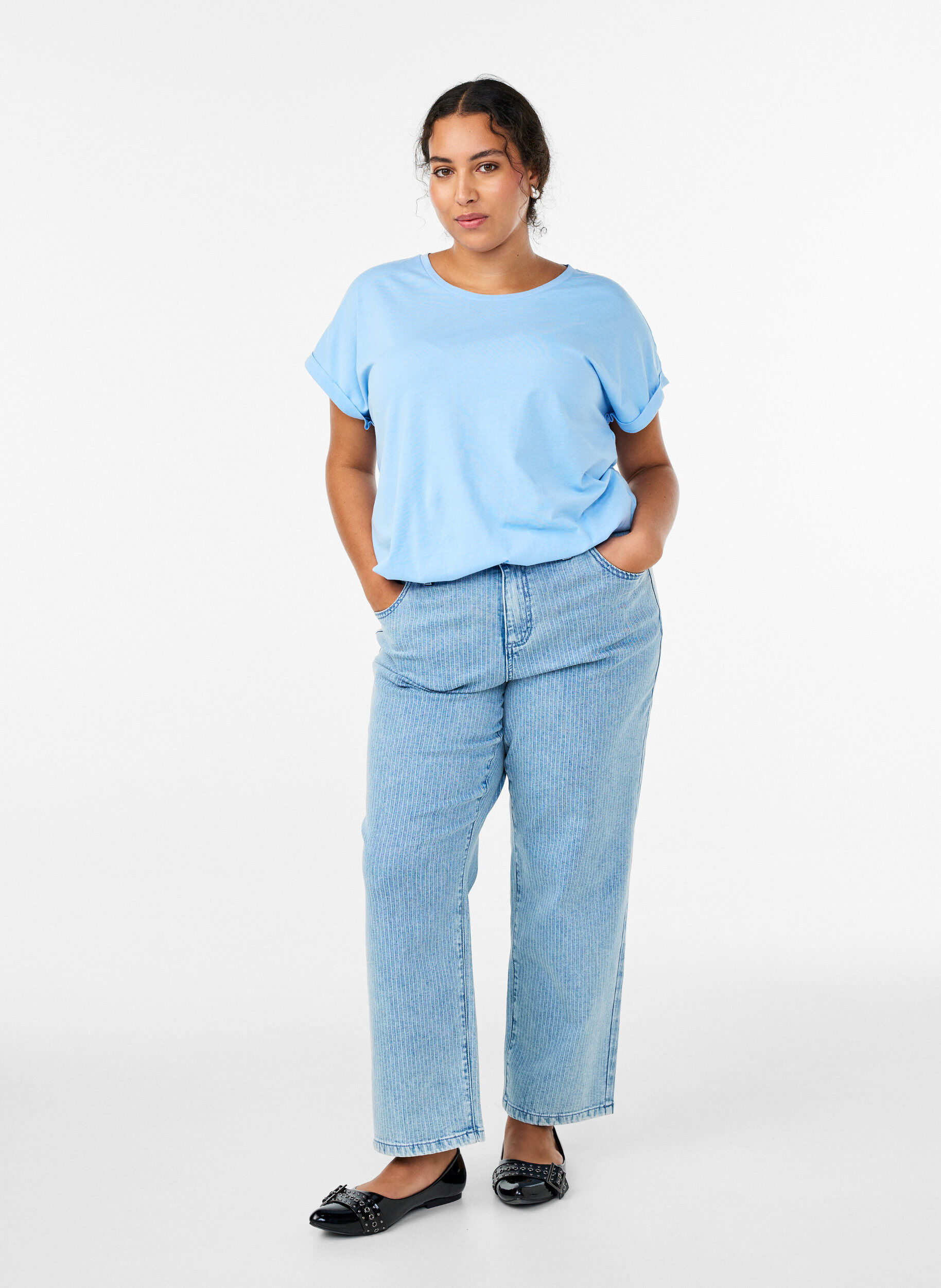 ZizziT-shirt &agrave; manches courtes en m&eacute;lange de coton, Bleu, Model image number 1