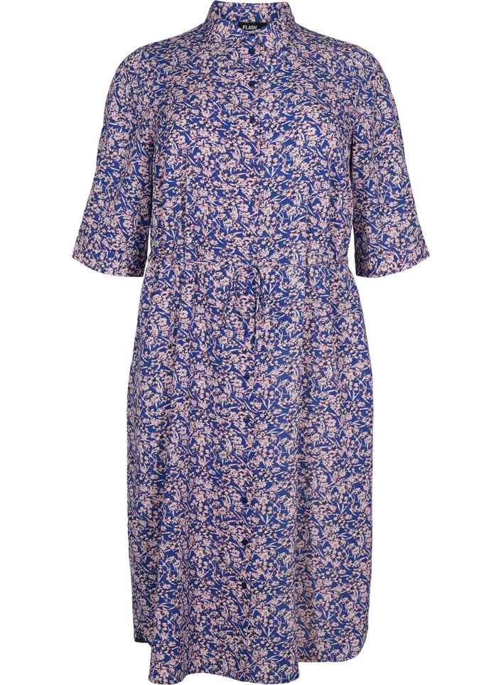 FLASH - Robe chemise à imprimé floral, Strong Blue Flower, Packshot image number 0