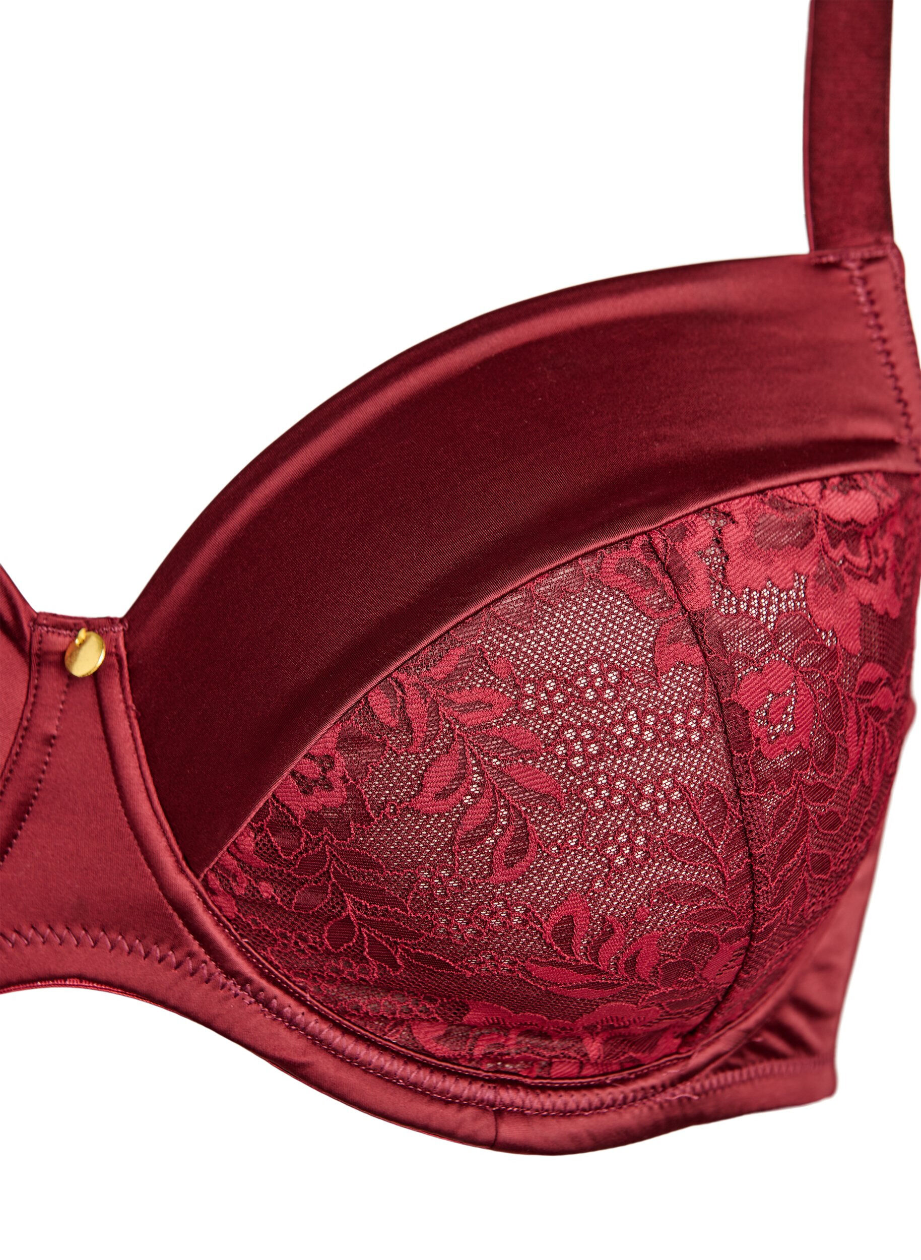 ZizziVollschalen-BH aus gl&auml;nzender Mikrofaser, Dunkles Bordeaux, Packshot image number 2