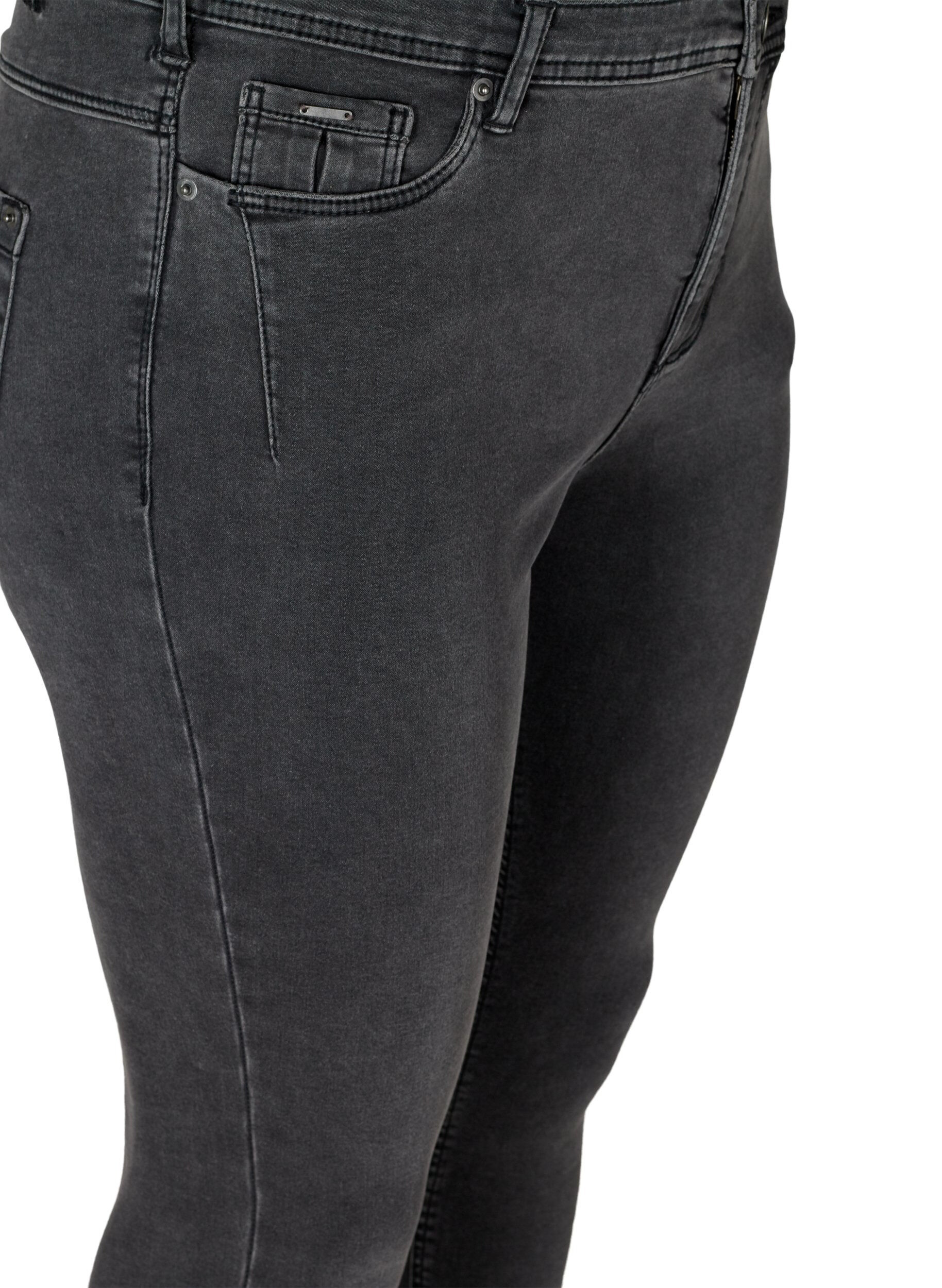 Zizzi Cropped Amy Jeans mit Rei&szlig;verschluss, Grau, Packshot image number 2