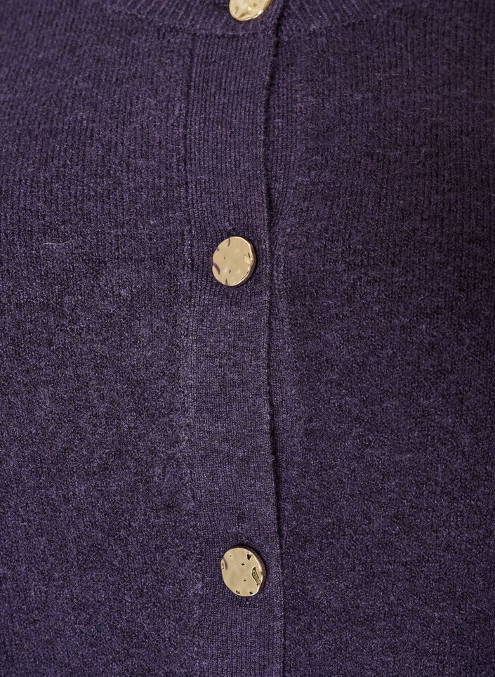 Strickjacke aus weichem Strick mit goldfarbenen Kn&ouml;pfen, Lila, Packshot image number 2
