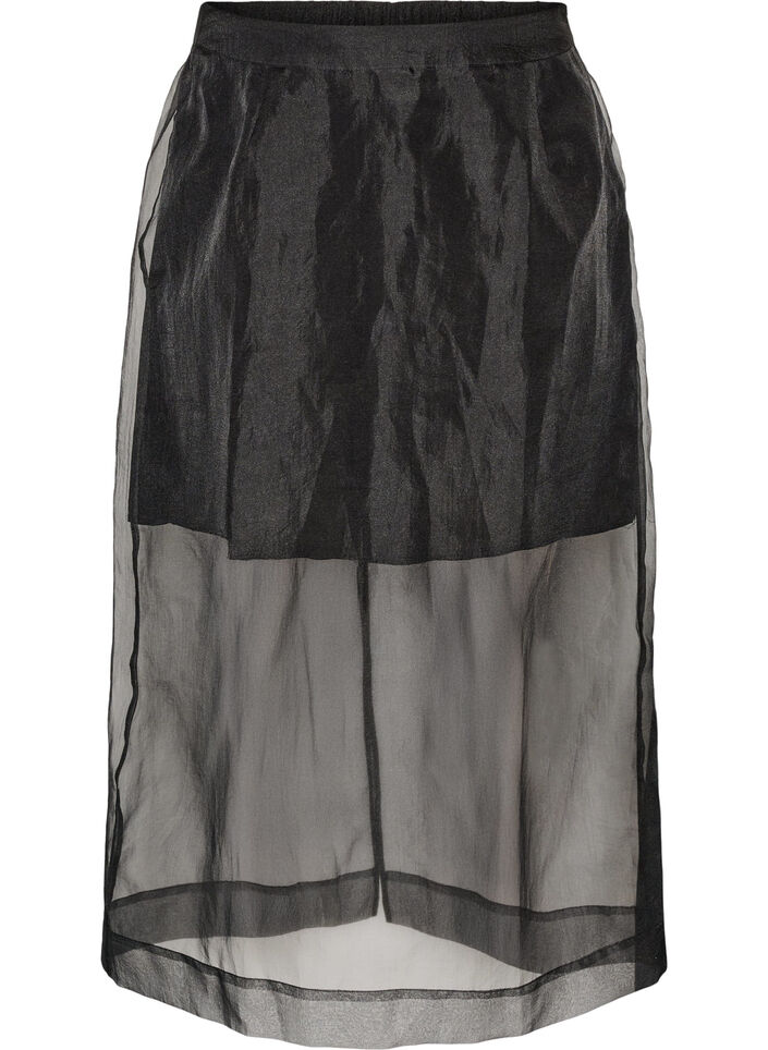 Langer Rock in Organza-Optik, Schwarz, Packshot image number 0