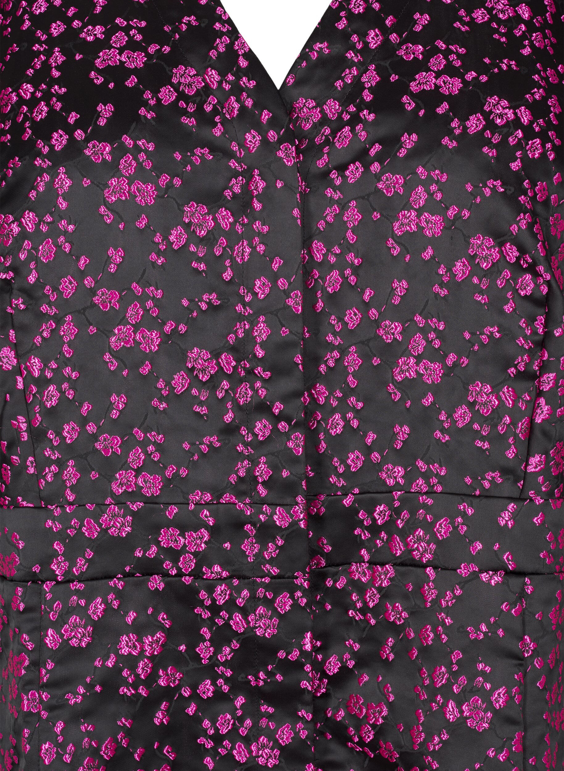 Zizzi Knielanges Kleid mit aufgestickten Blumen, Black Pink Flower, Packshot image number 2