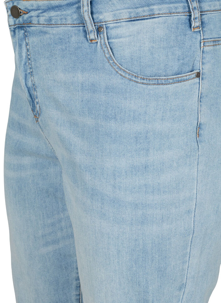 Jean 7/8 retrouss&eacute; et taille haute, Bleu Clair, Packshot image number 2