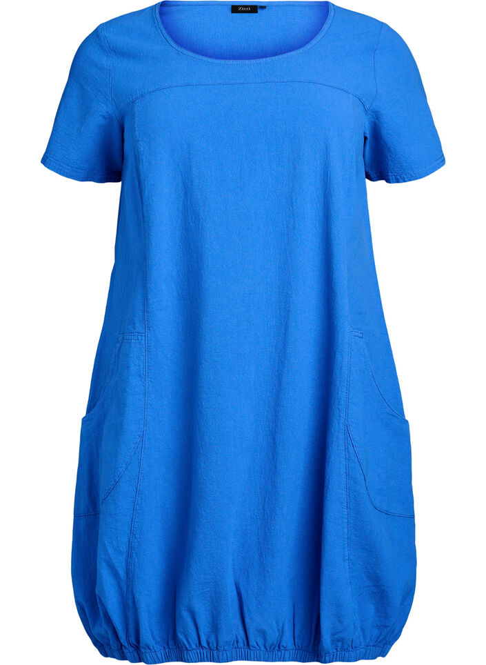 Robe en coton &agrave; manches courtes, Bleu, Packshot image number 0