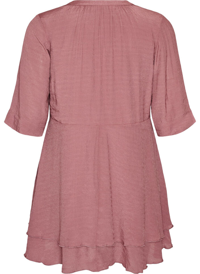 Robe coupe &eacute;vas&eacute;e avec volants &eacute;tag&eacute;s, Rose, Packshot image number 1