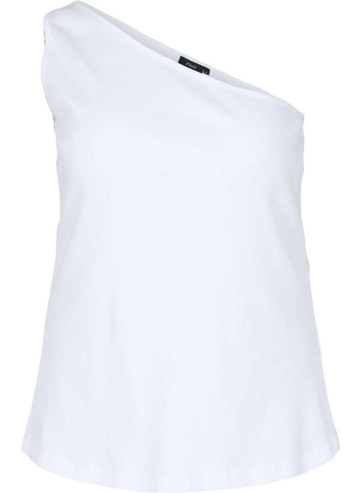 Top asymétrique en coton, Bright White, Packshot image number 0