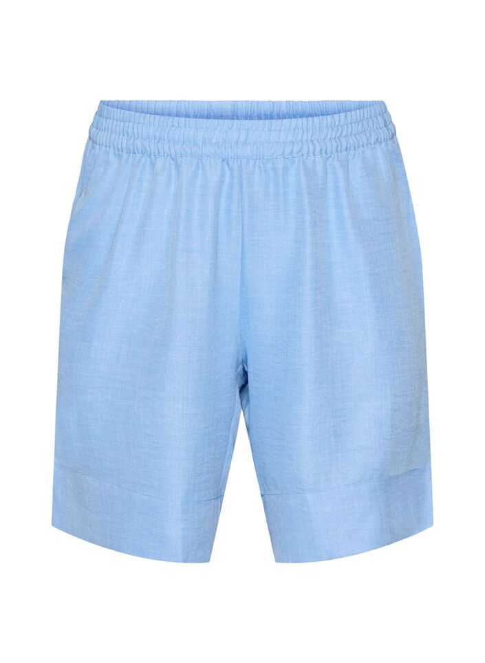 Shorts mit Taschen und hoher Taille, Blau, Packshot image number 0