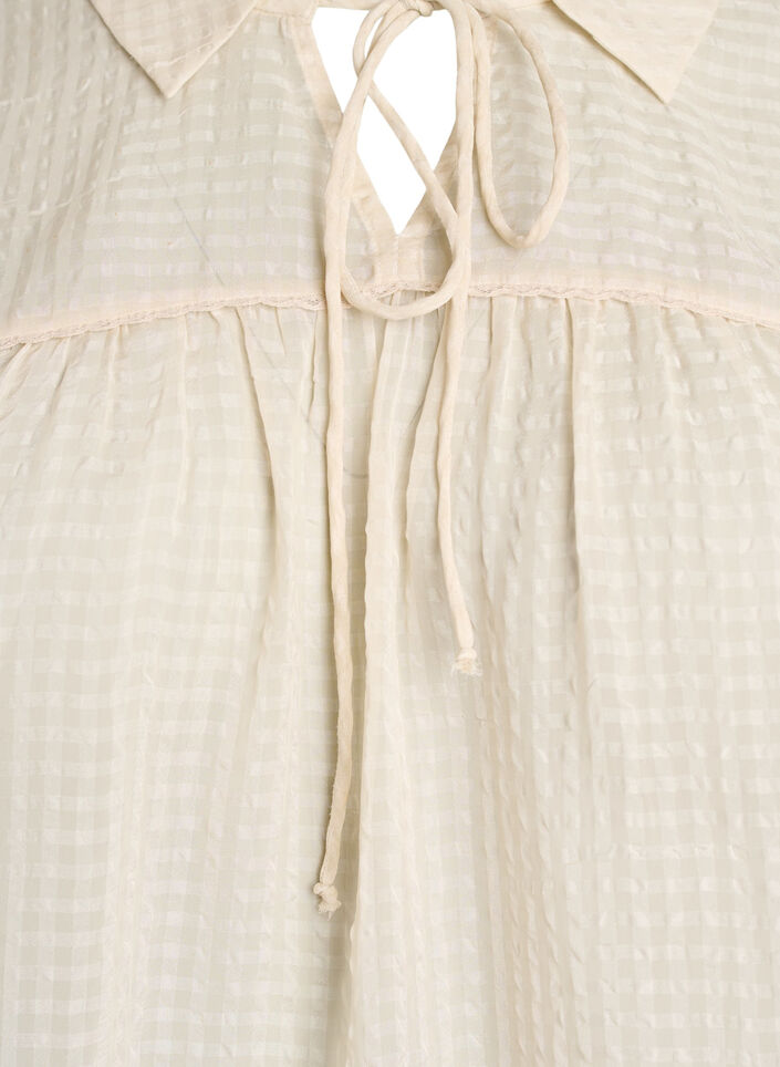 Bluse aus Seersucker mit Bindeband, Beige, Packshot image number 2