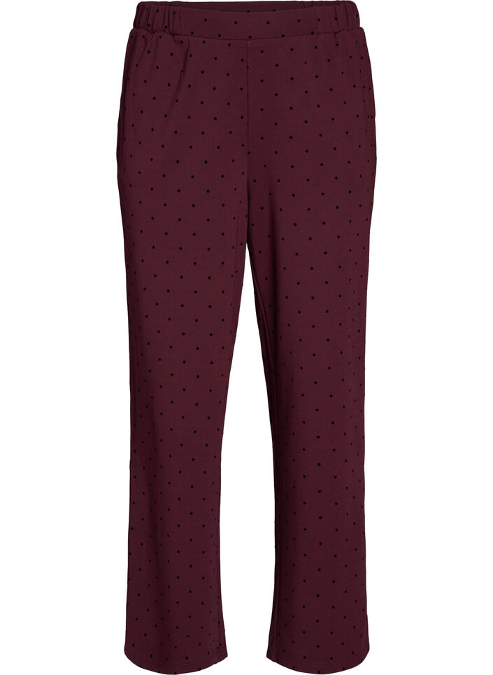 Gepunktete Hose mit hoher Taille und geraden Beinen, Rot, Packshot image number 0