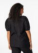  Kurzärmelige Bluse mit Lochmuster, Black, Model image number 1