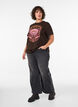 T-shirt en coton bio avec imprim&eacute; sur le devant, Marron, Model image number 1