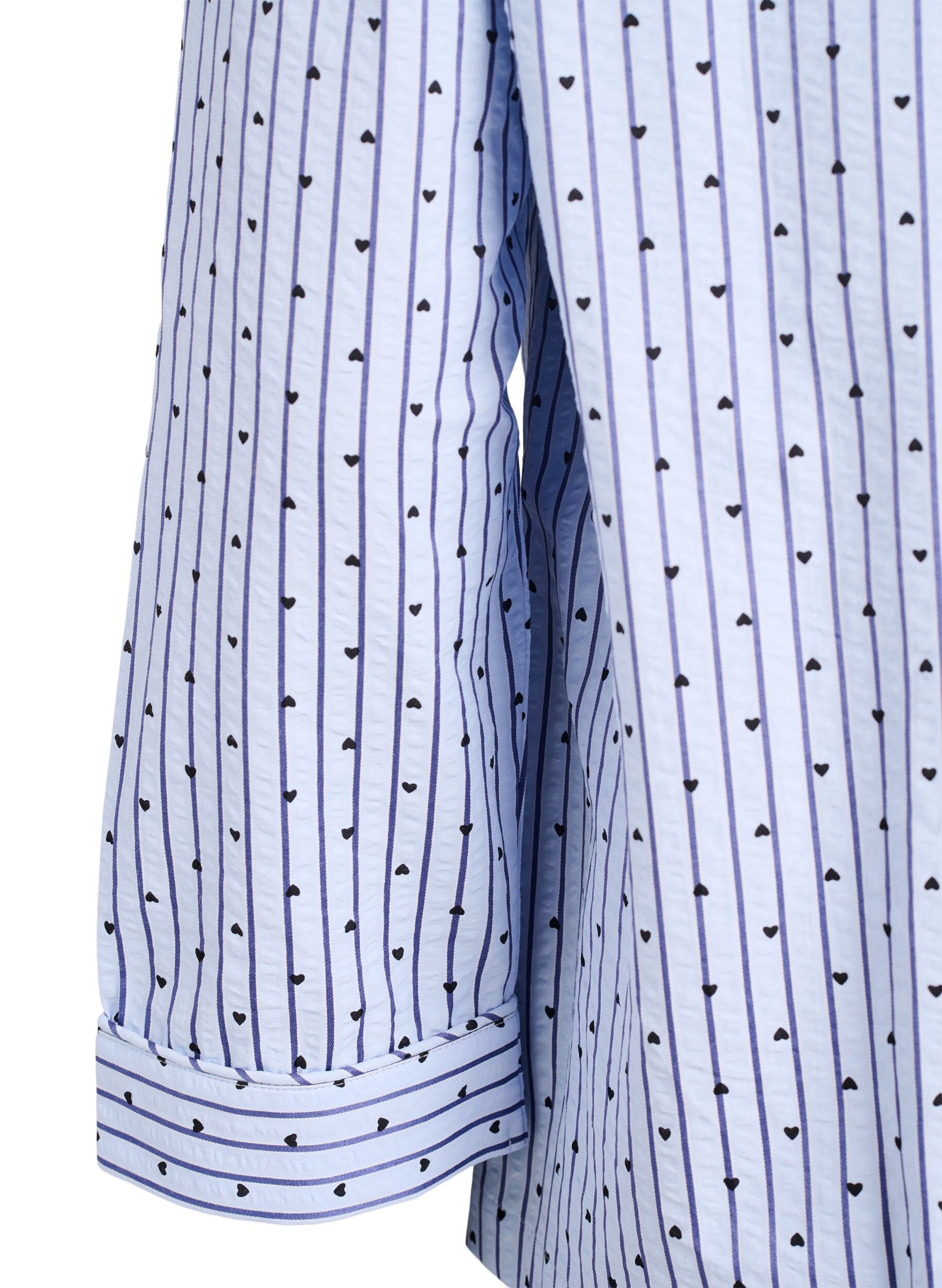 Zizzi Chemise de pyjama en seersucker &agrave; manches longues, Bleu Clair, Packshot image number 3