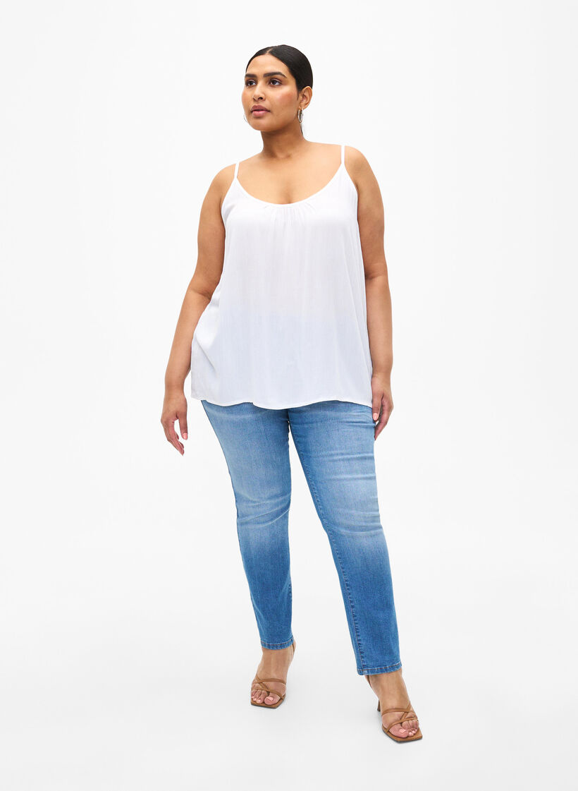 Trägertop aus Viskose, Weiß, Model image number 1