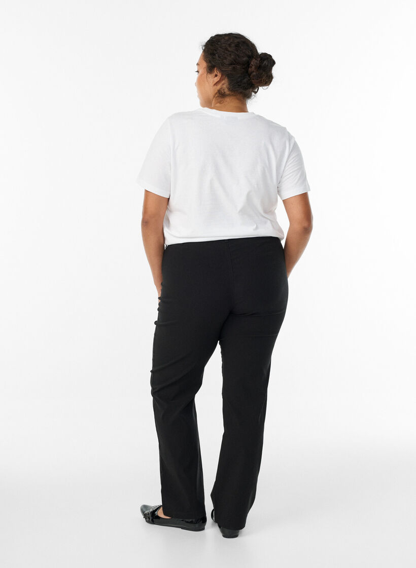 Pantalon classique en viscose m&eacute;lang&eacute;e, Noir, Model image number 2