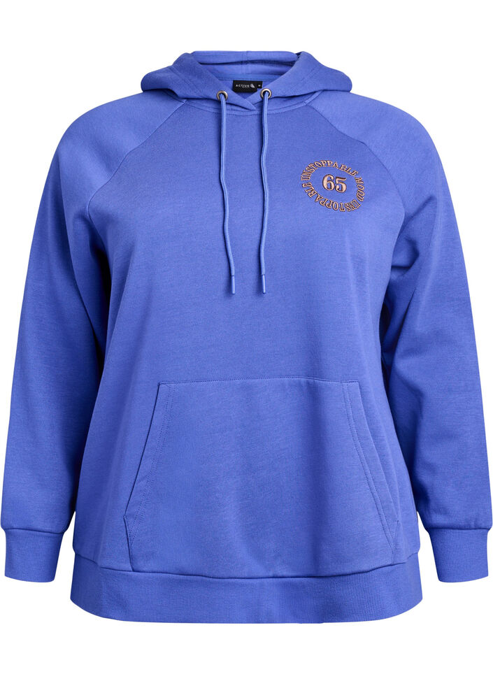 Sweat &agrave; capuche avec motif brod&eacute; devant, Bleu, Packshot image number 0
