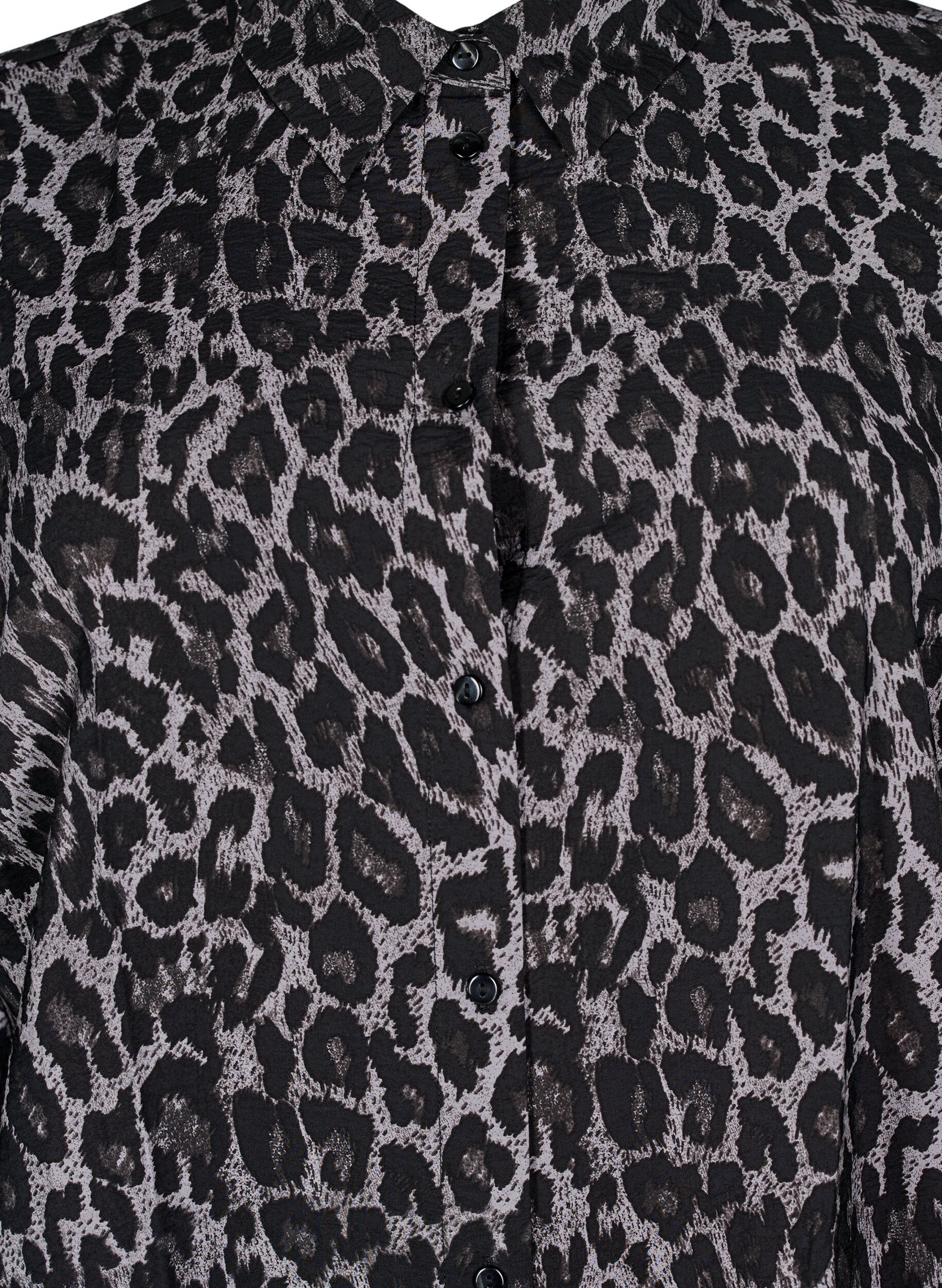 Zizzi Lange Bluse mit Leopardenmuster, Grau, Packshot image number 2