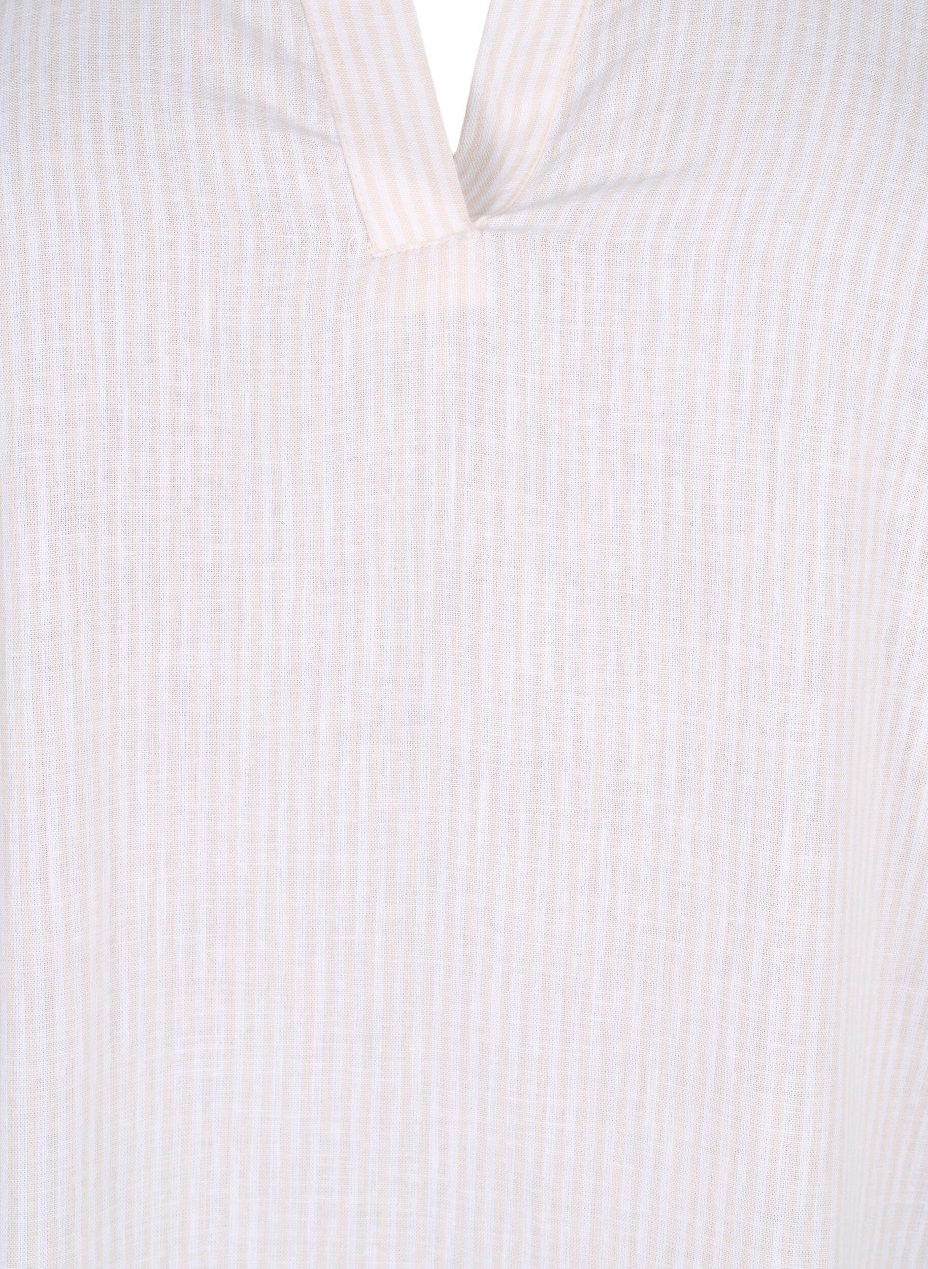 Zizzi Robe ray&eacute;e en coton et lin, Sandshell Wh. Stripe, Packshot image number 2