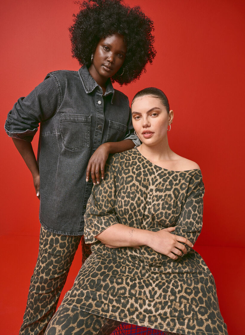 Jeanskleid mit Leoparden-Print, Leo AOP, Image image number 0