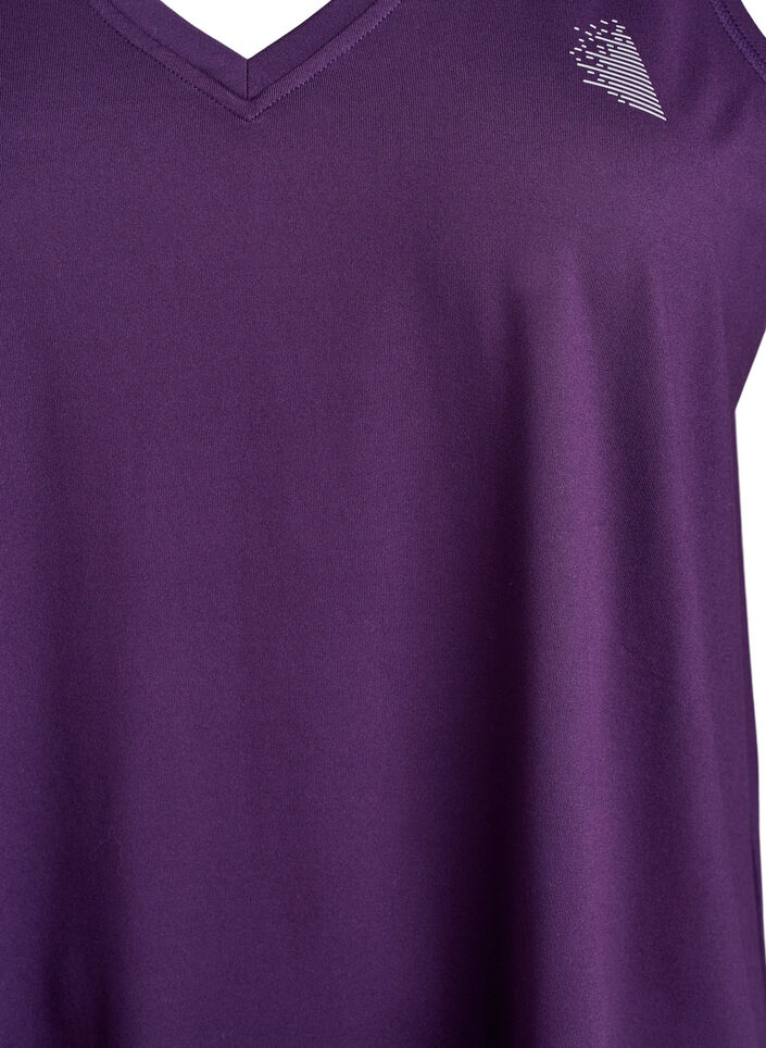 Top de sport avec col en V, Violet, Packshot image number 2
