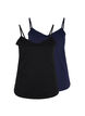 Lot de 2 hauts basiques en coton, Black/Navy B, Packshot image number 0
