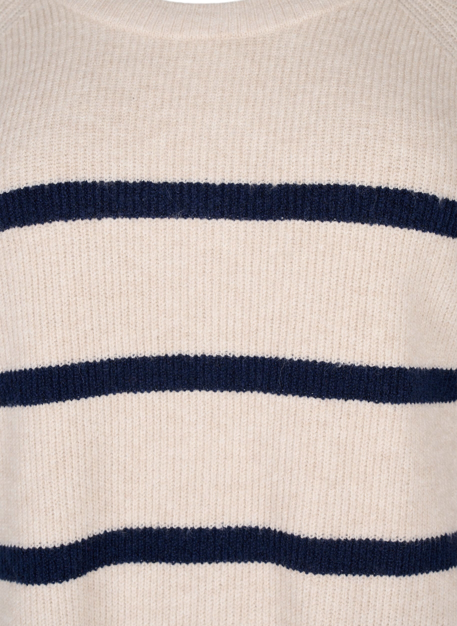Zizzi Rippenstrickpullover mit Streifen, P.Stone/Navy.B.Mel., Packshot image number 2