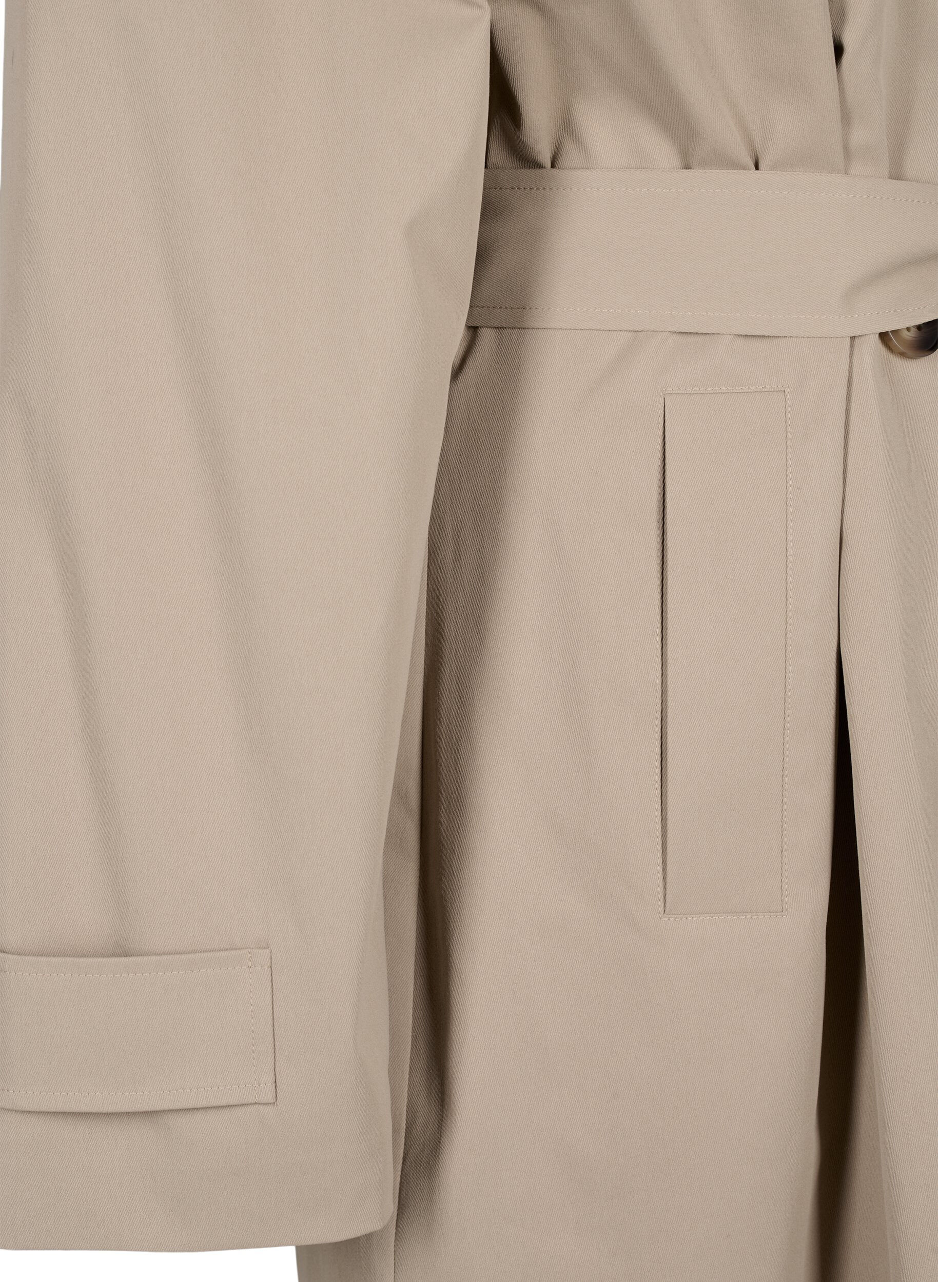 Zizzi Klassischer langer Trenchcoat mit G&uuml;rtel, Chinchilla, Packshot image number 3